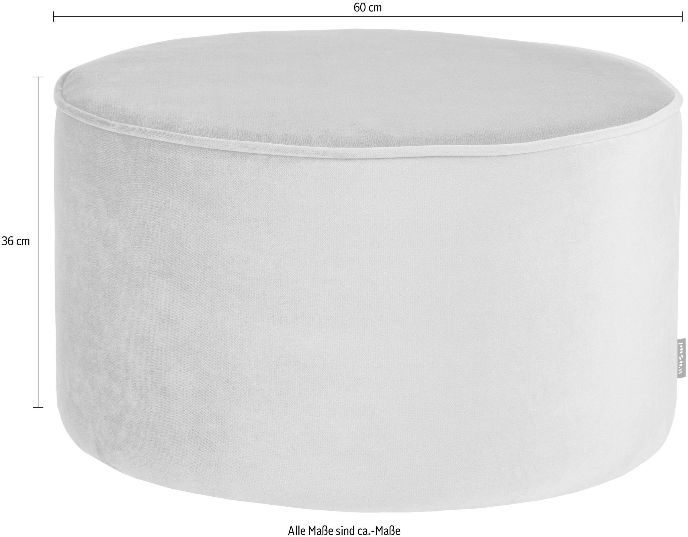 WOOOD Hocker »Sara mit Jarra-Velvetbezug, Ø 60 x H 36 cm« Maximale Verschleissfestigkeit, Tragkraft 120 kg, Pfleiglicht