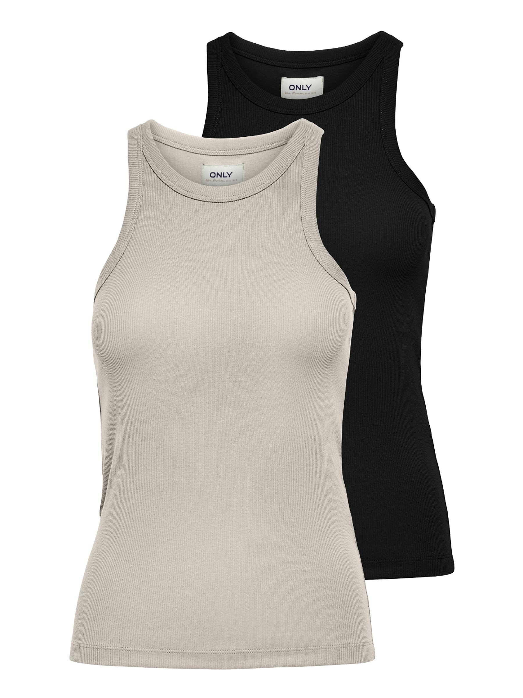 Image of ONLY Tanktop "ONLLINDSAY TANK TOP 2 PACK" Packung, 2 Baumwollmischung