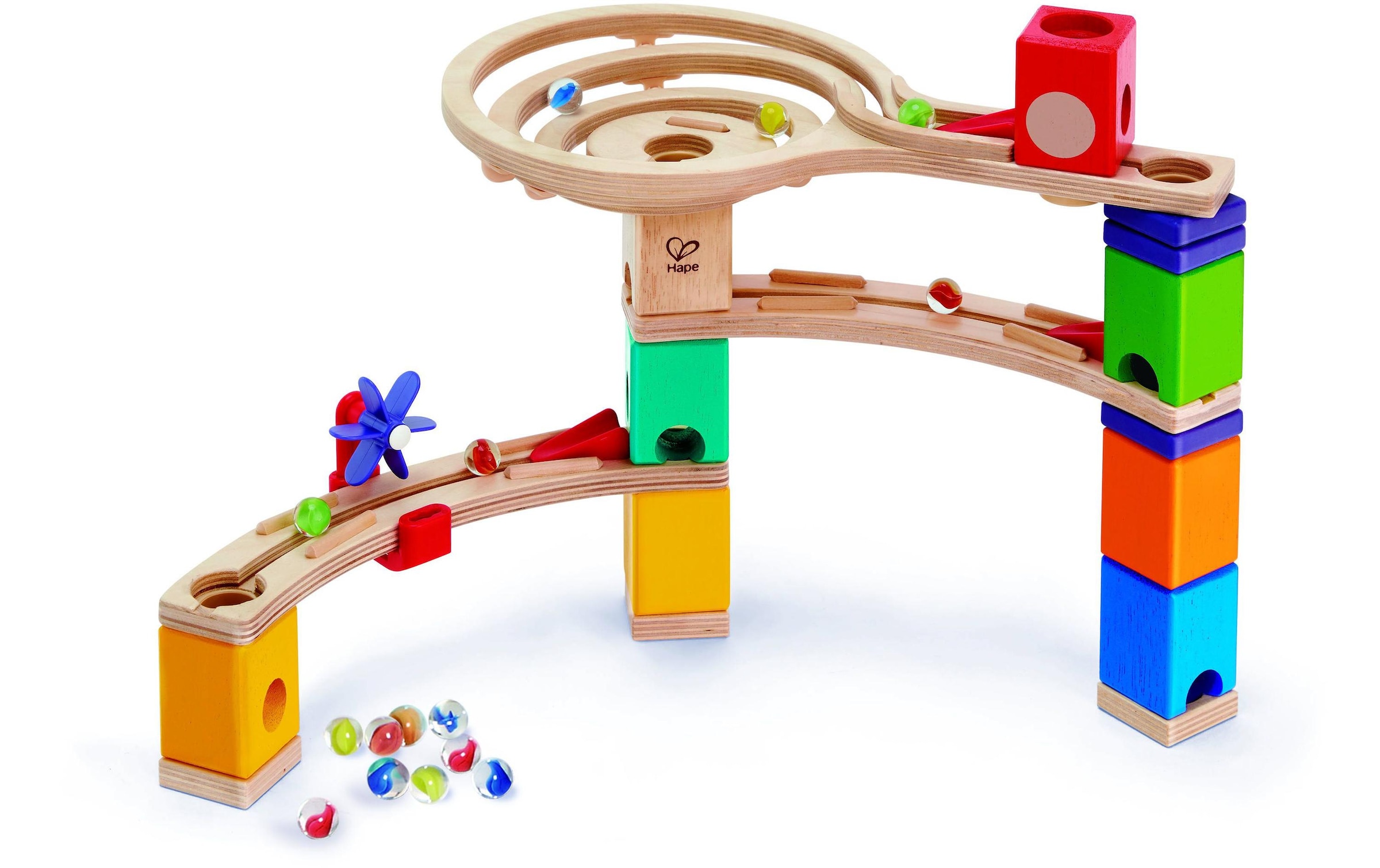 Hape Kugelbahn »Quadrilla Super Spiralburg & Endspurt«, (107 tlg.)