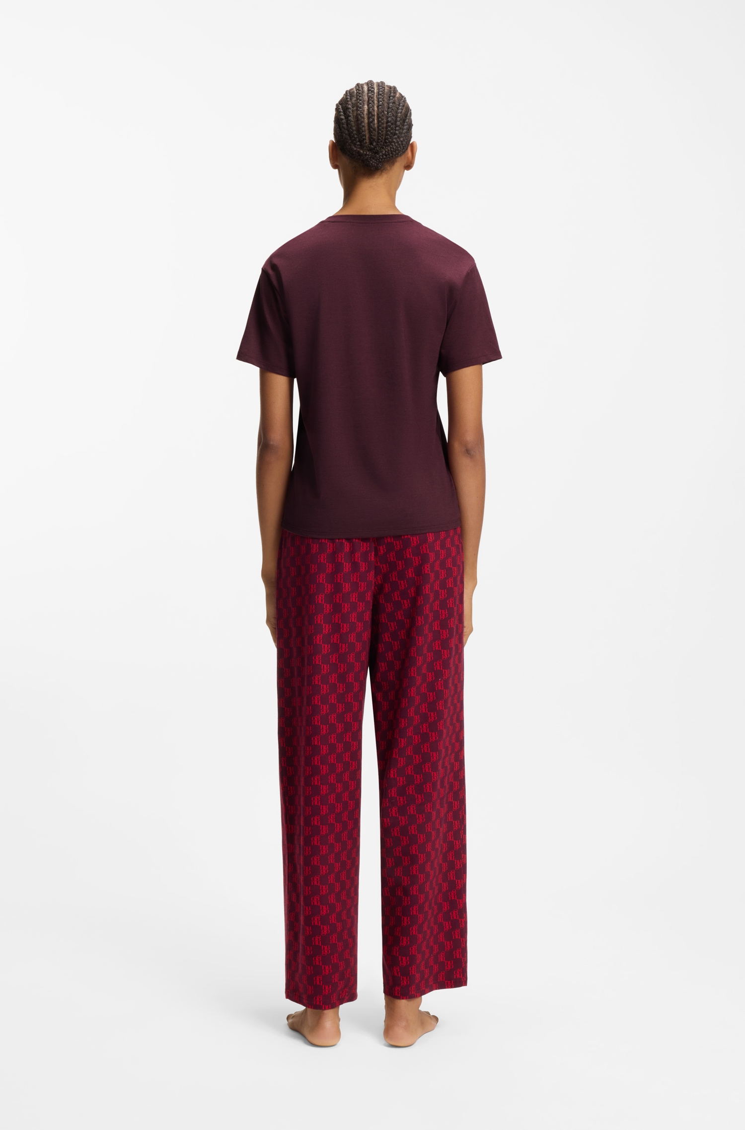 HUGO Underwear Haut de pyjama aus Stretch-Jersey mit Logo-Artwork, Rundhals, regular fit