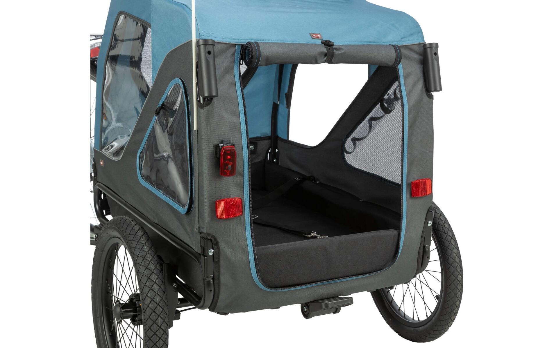 TRIXIE Panier de vélo pour animaux »Fahrradanhänger S blau/grau, 70 x 88 x 88/131 cm«