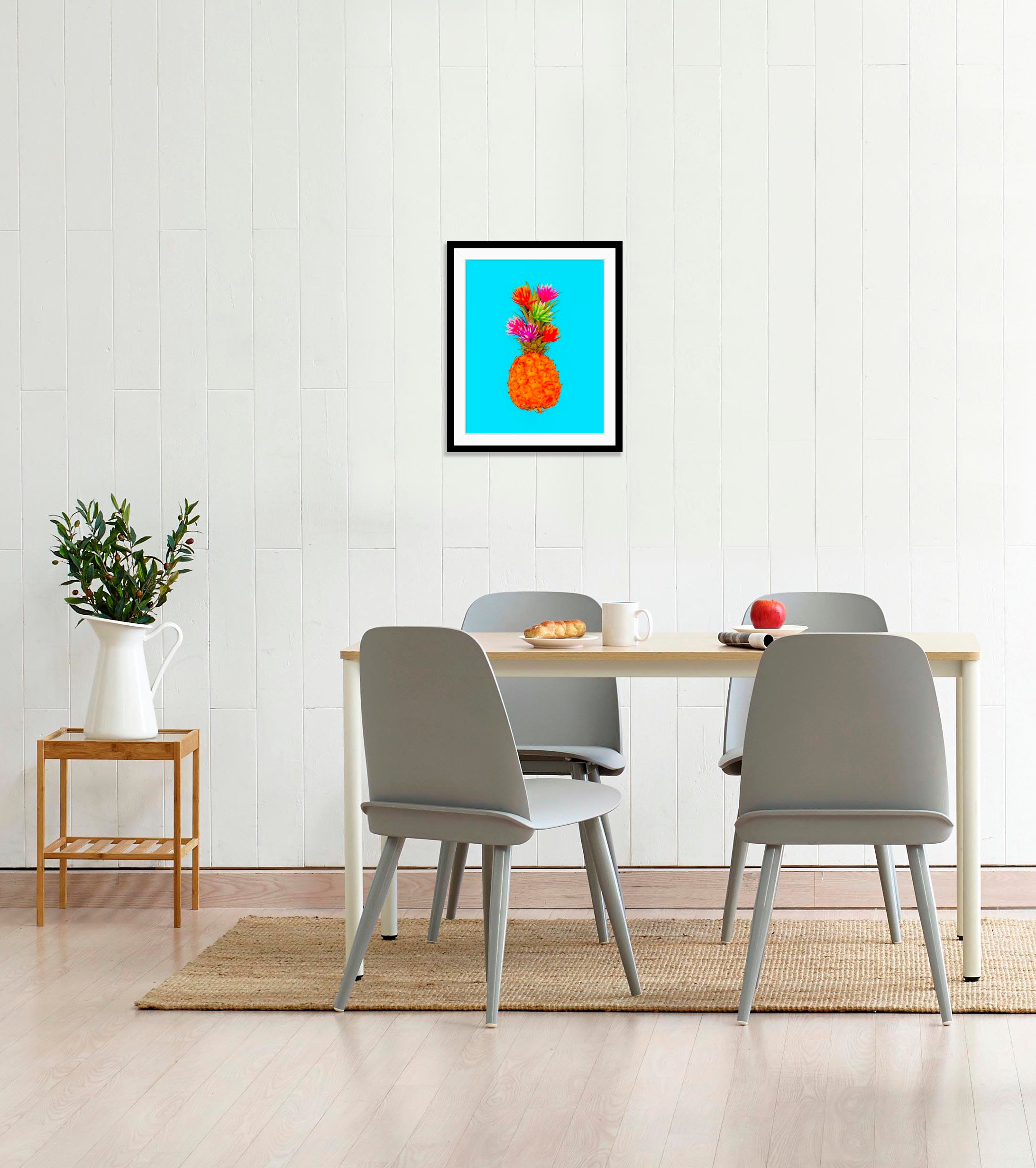 Image of queence Bild "Mattis" Essen Figuren Kunst Lebensmittel Obst Obst Bilder 1 Stk. tlg. HD Premium Poster-Druck inkl. Holzrahmen