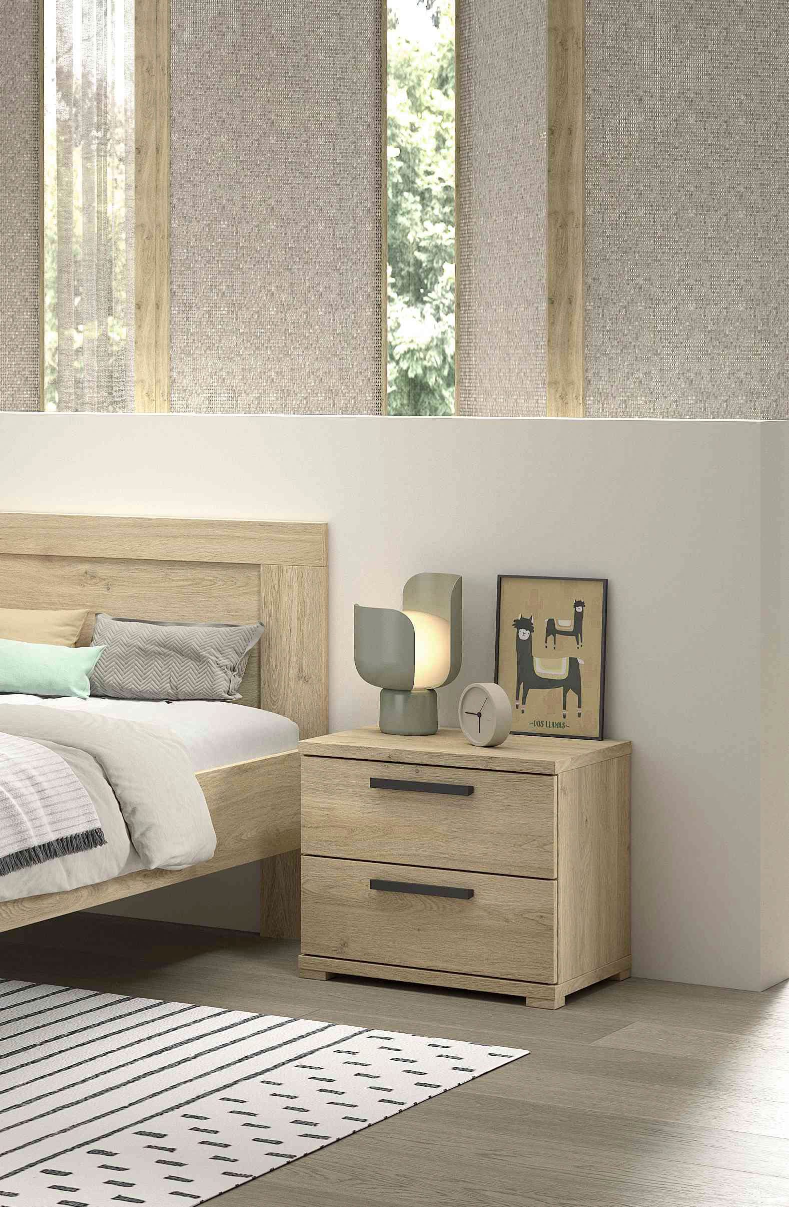 Vipack Table de nuit »SAM mit 2 geräumigen Schubladen, universell einsetzbar« L/H/P env. 50x46,7x39 cm, tiroirs avec soft-close,  Surface facile d'entretien en décor chêne