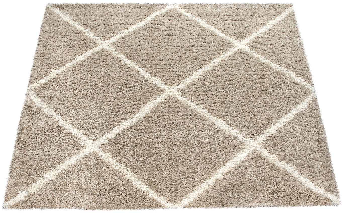 Paco Home Hochflor-Teppich »Kalmar 441«, rechteckig, 40 mm Höhe, Scandi Design, Rauten Muster, weich & kuschelig