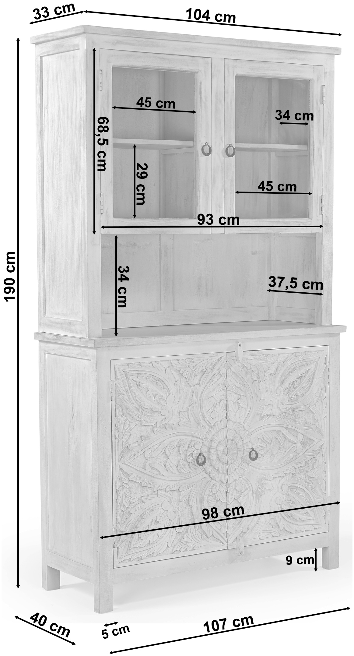 GOODproduct Buffet »Prem« mit dekorative Fräsungen, handgefertigt, Unika-Möbel, Breite 107 cm