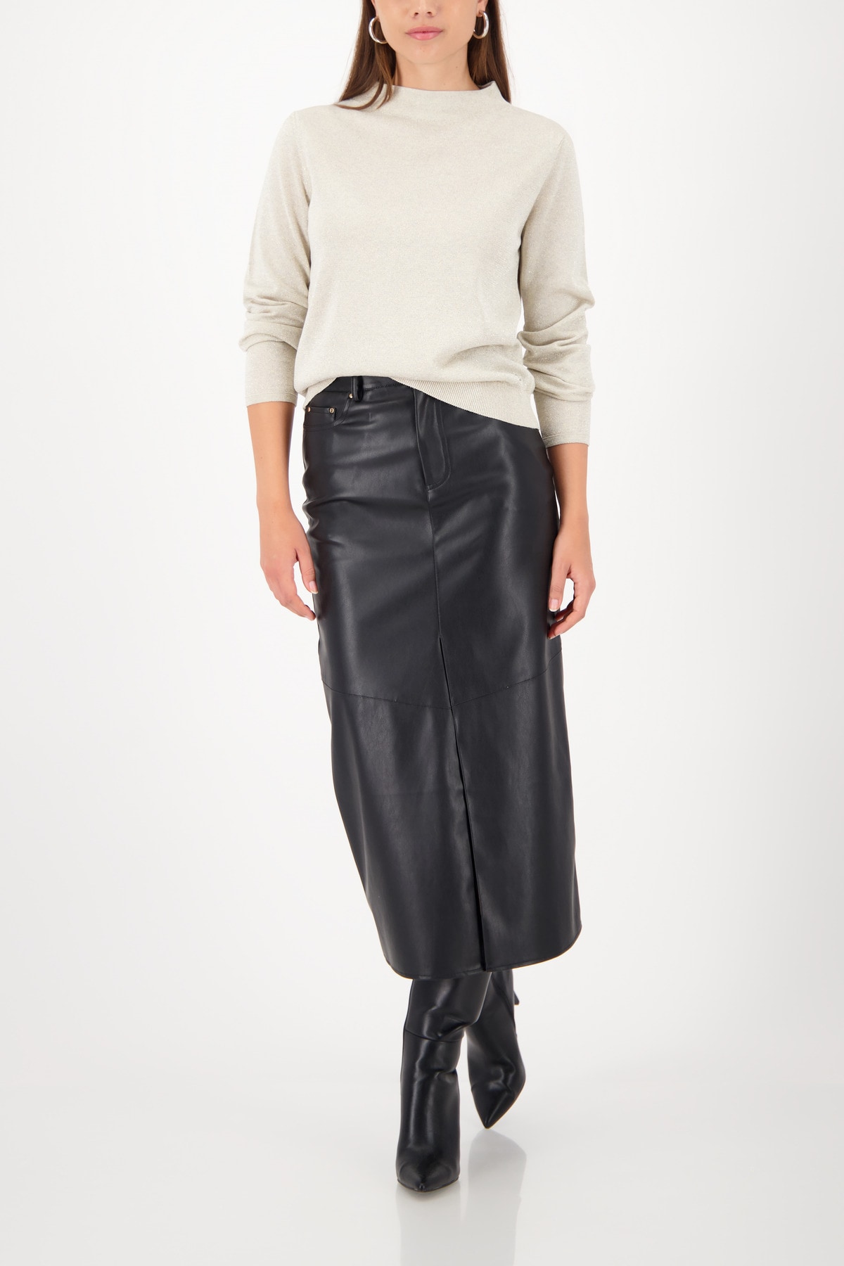 Monari Rundhalspullover »Pullover Lurex« Regular fit mit Rundhalsausschnitt