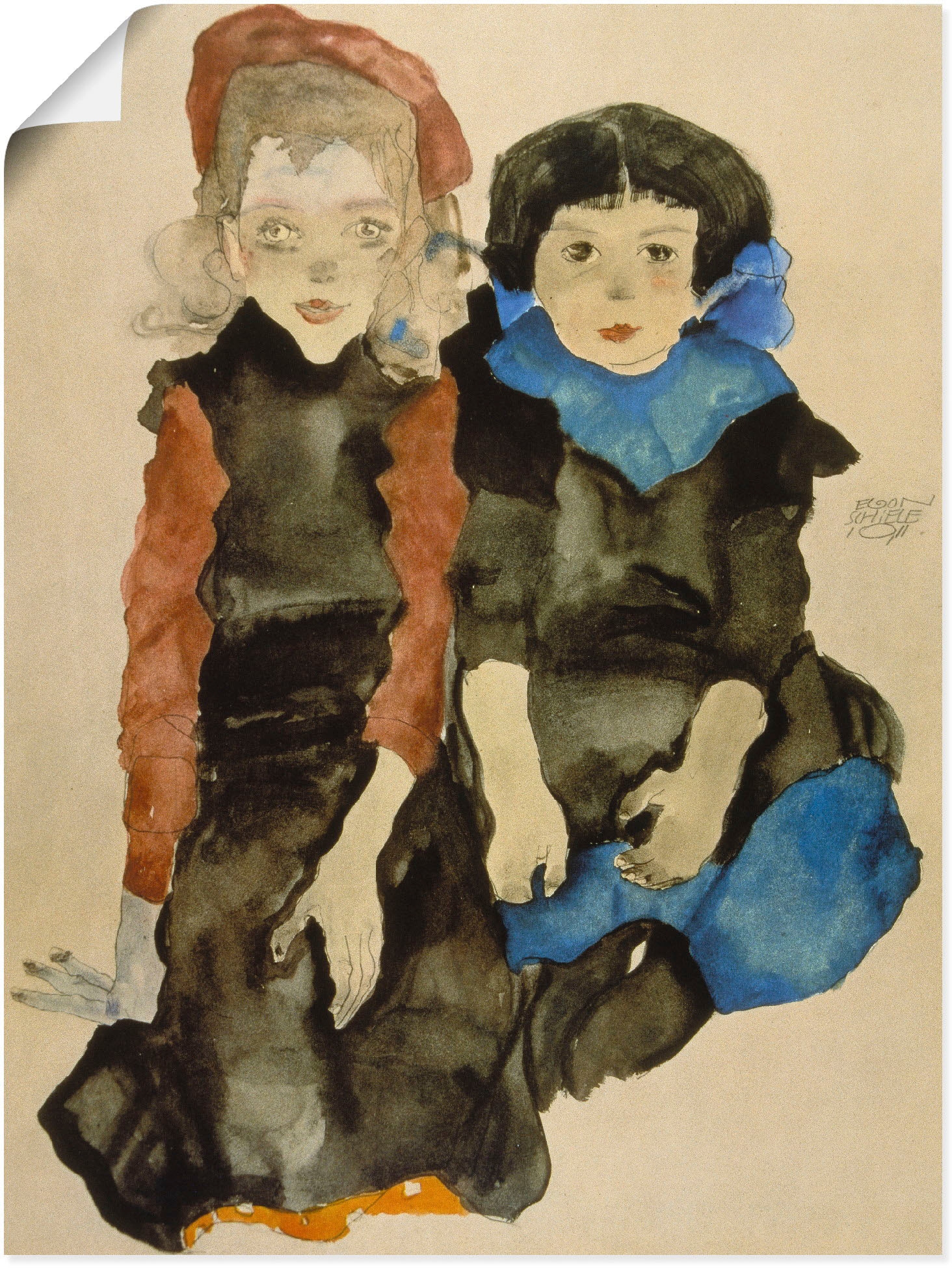 Artland Kunstdruck »Zwei kleine Mädchen. 1911«, Kind, (1 St.), als Alubild, Leinwandbild, Wandaufkleber oder Poster in versch. Grössen