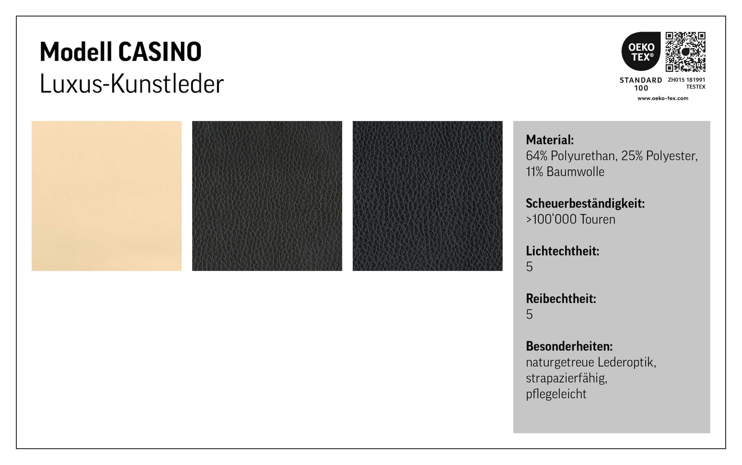 COTTA Polstergarnitur »Casino, Sofa Set, 3-2-1 Sitzer, Wohnzimmer Garnitur«, (Set, 3 tlg.), Sessel, 2-Sitzer, 2,5-Sitzer, hohe Rückenlehne