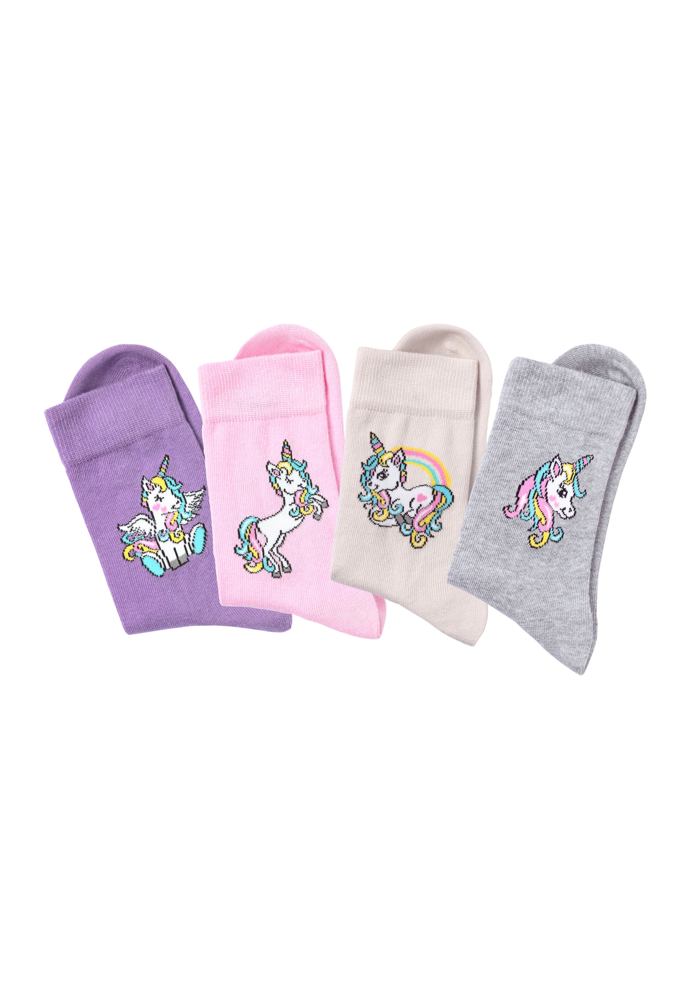 H.I.S Basicsocken, (4 Paar), mit Einhorn Motiven