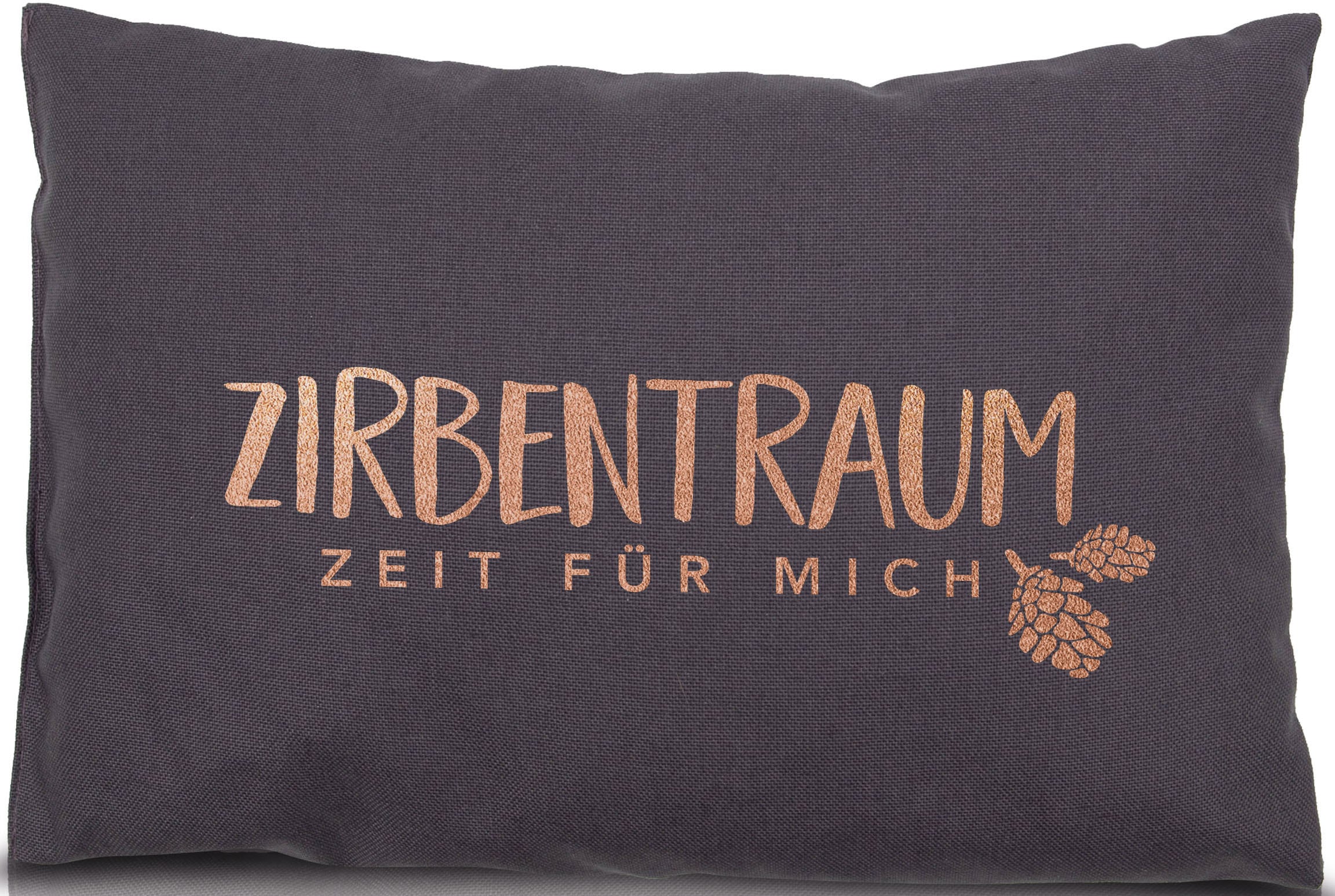 herbalind Zirbenkissen »Zirbentraum in Anthrazit/Roségoldfarben 30x20 mit Reissverschluss - Gefüllt«, (1 tlg.), mit hochwertigen Zirbenholzflocken 100% Baumwolle - Made in Germany