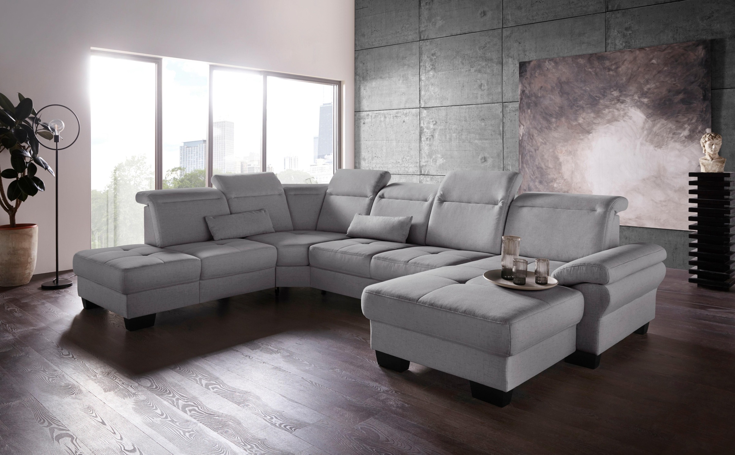 Places of Style Wohnlandschaft »Cornwall U-Form«, inkl. Sitztiefenverstellung, wahlweise mit Bettfunktion