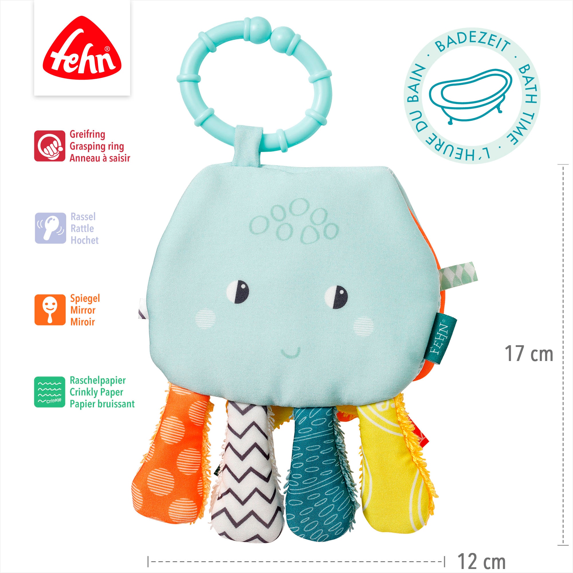 Fehn Badespielzeug »Plansch & Play,Badebuch Oktopus«, mit Befestigungsring