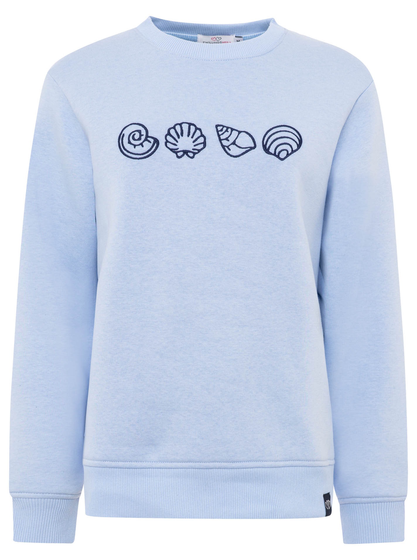 Zwillingsherz Hoodie »"Muscheln"«, Aufwendige Muschel-Stickerei auf der Vorderseite, Rundhals, Ankerpatch
