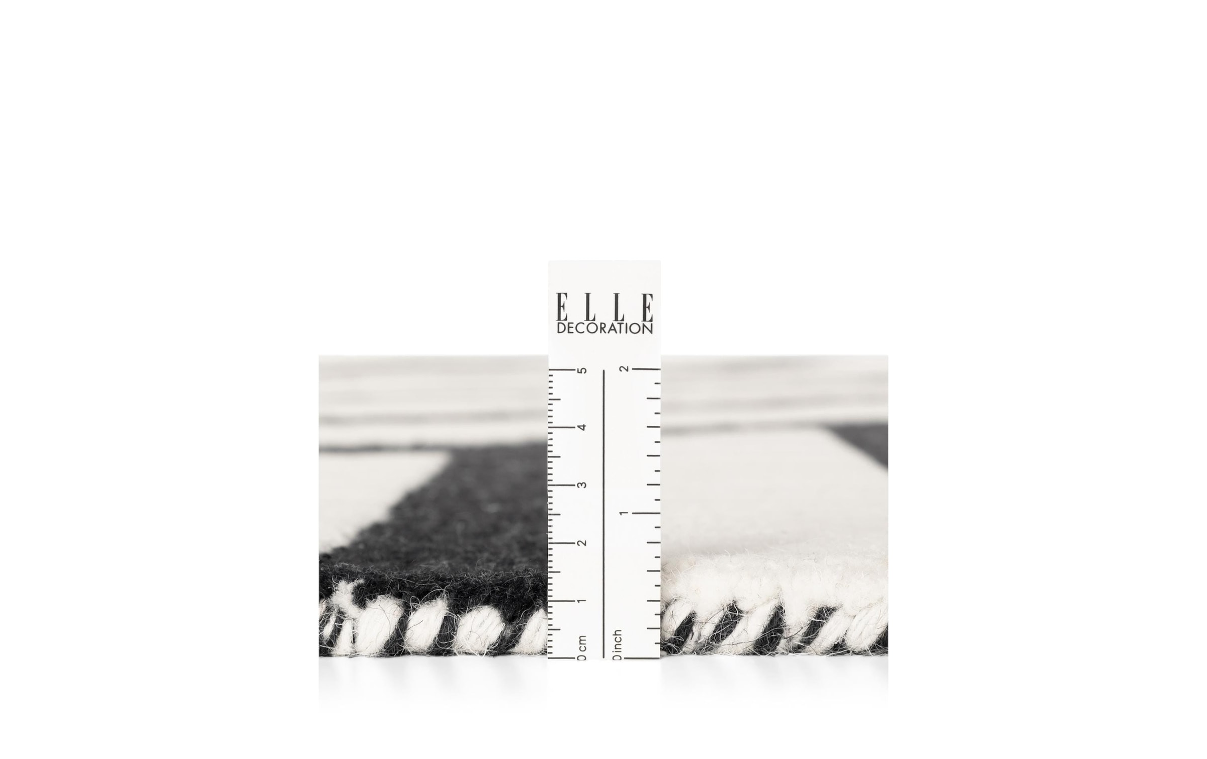 ELLE DECORATION Teppich »Noir« rechteckig 12 mm Höhe Wolle, Natur, Wohnzimmer, schwarz weiss, Modern, Geometrisch, Streifen