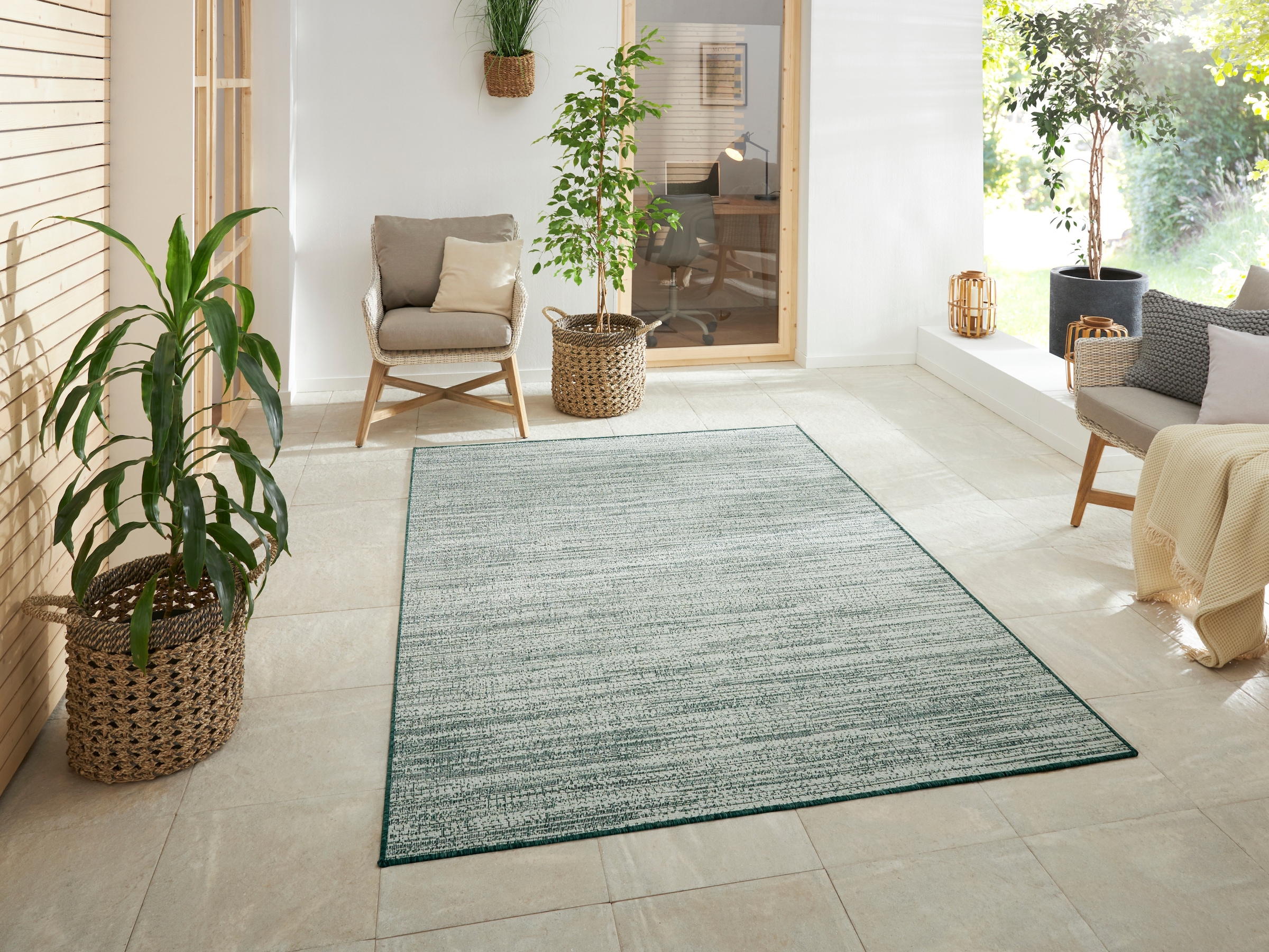 Image of ELLE DECORATION Teppich "Mèlange Wendeteppich" rechteckig 5 mm Höhe Flachgewebe, In-& Outdoor, Modern, beidseitig, Balkon, Wohnzimmer