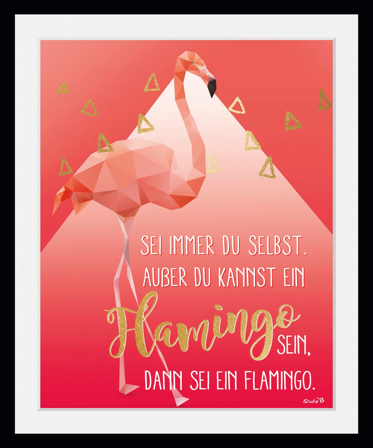 queence Bild »Alfie«, Flamingos-Humor-Mode-Fashion-Motivationsbilder-Flamingos, (1 St.), HD Premium Poster-Druck inkl. Holzrahmen