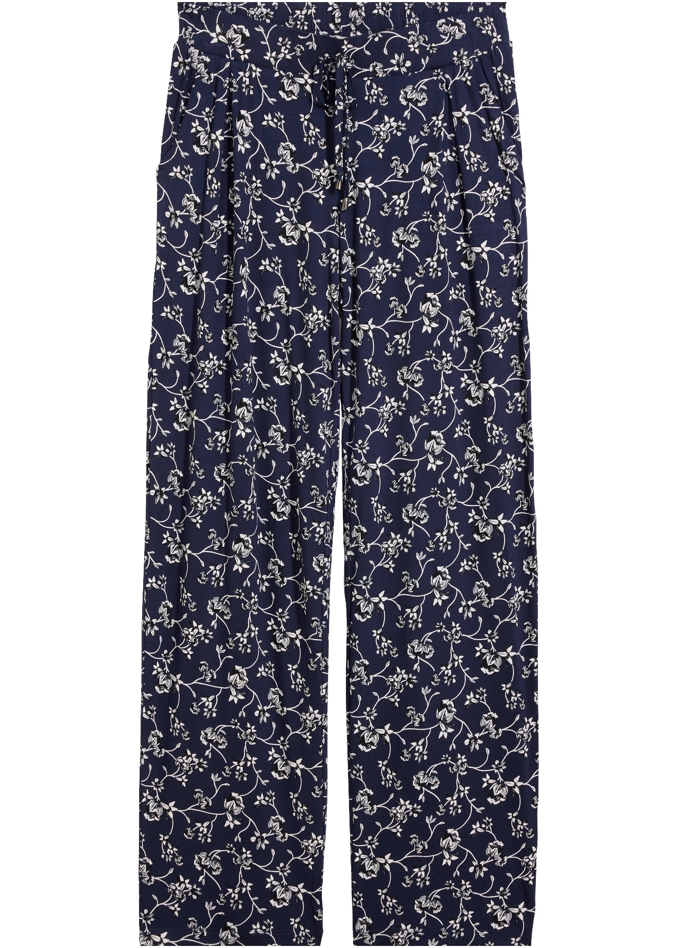 bonprix Pantalon palazzo  en viscose et élasthanne, avec ceinture confortable, forme longue et fluide