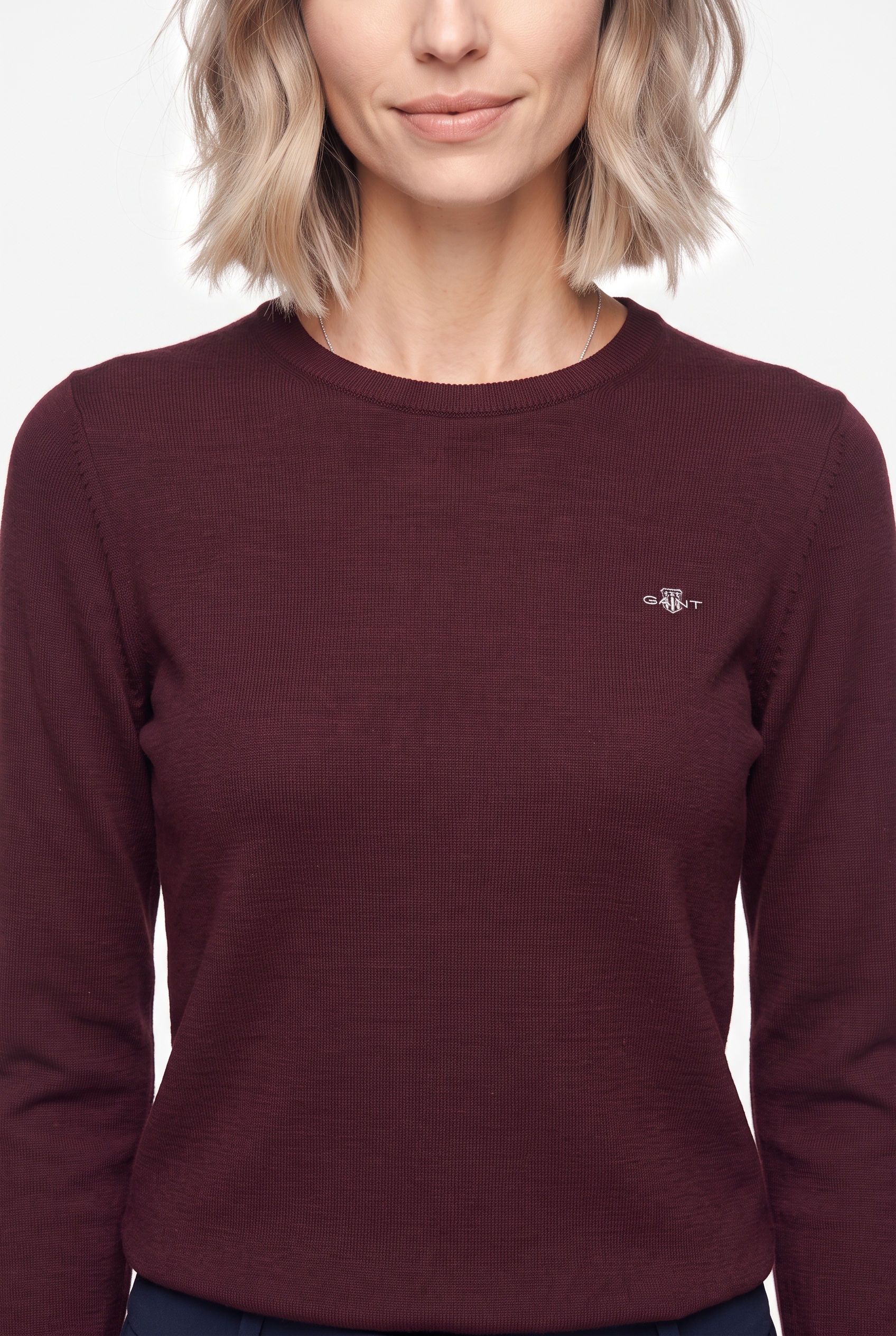 Gant Pull à col rond »WOOL COTTON C-NECK« en laine et coton