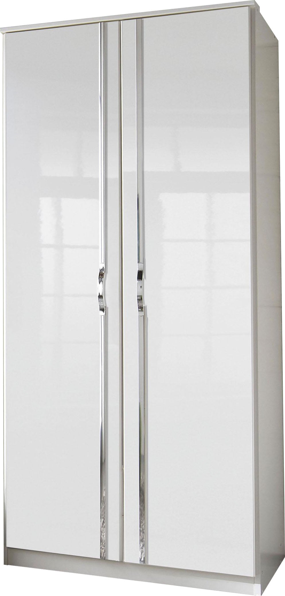 Image of Wimex Drehtürenschrank "Tromo" mit Hochglanz-Fronten, chromfarbene Leisten und Griffe, 90cm breit