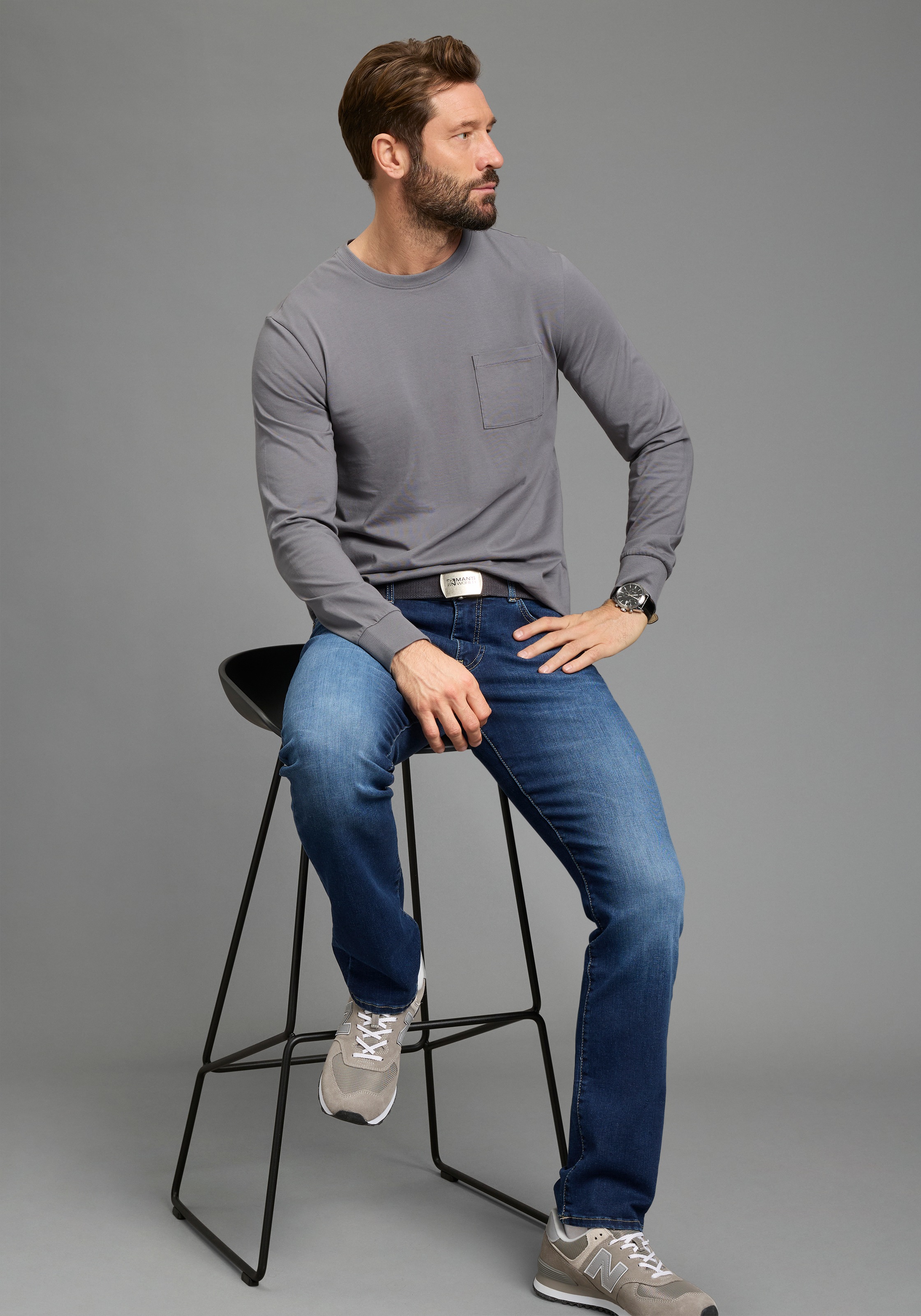 Image of Mans World Langarmshirt "Neue Kollektion" casual Stil, Langarmshirt, schmale Passform, unifarben
