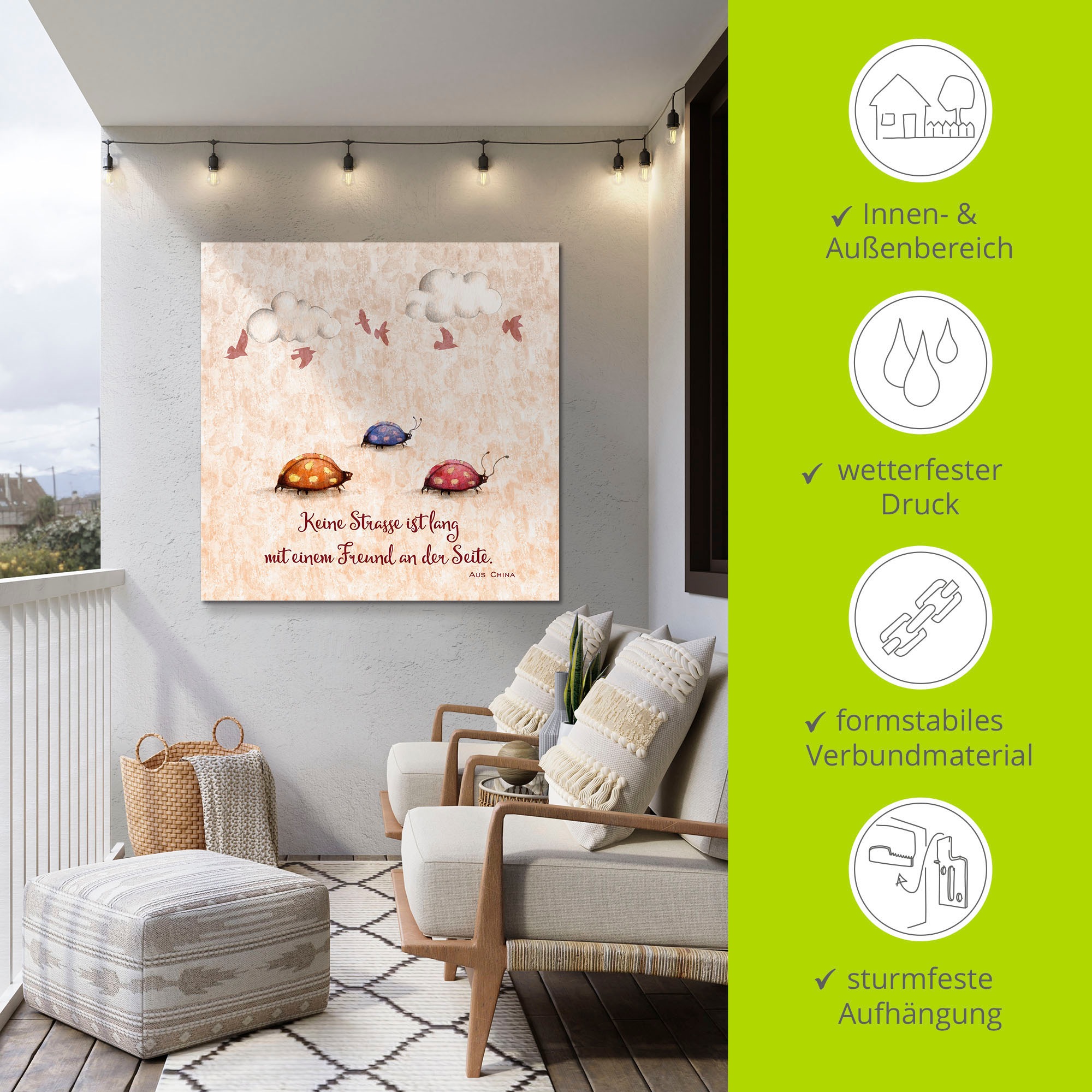 Artland Fresque murale »Lebensweisheit Freunde« Animaux 1 cuis tlg. en image aluminium, image sur toile, poster en différentes tailles