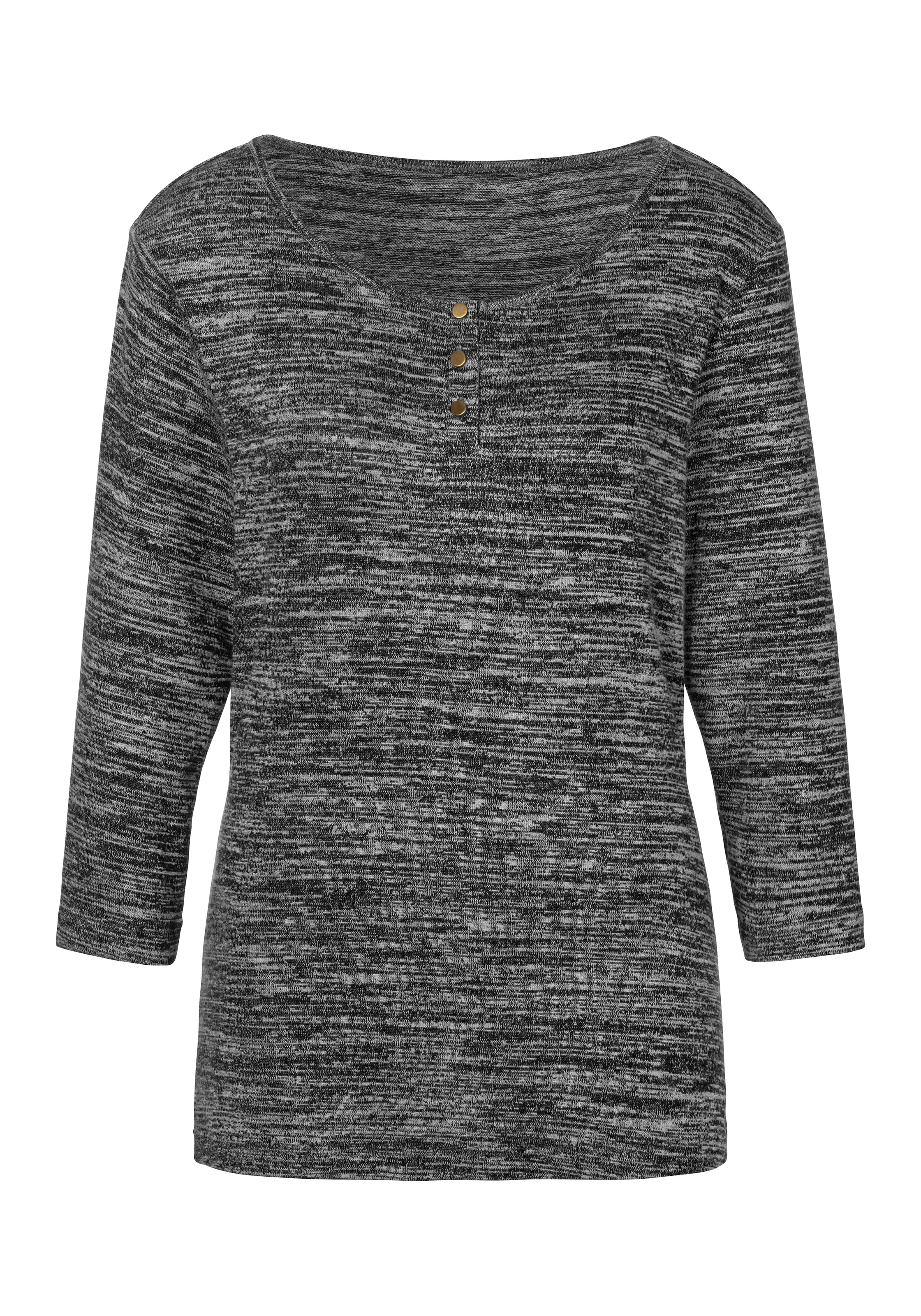 LASCANA 3/4-Arm-Shirt »mit goldfarbenen Knöpfen«, aus weicher Viskose-Qualität