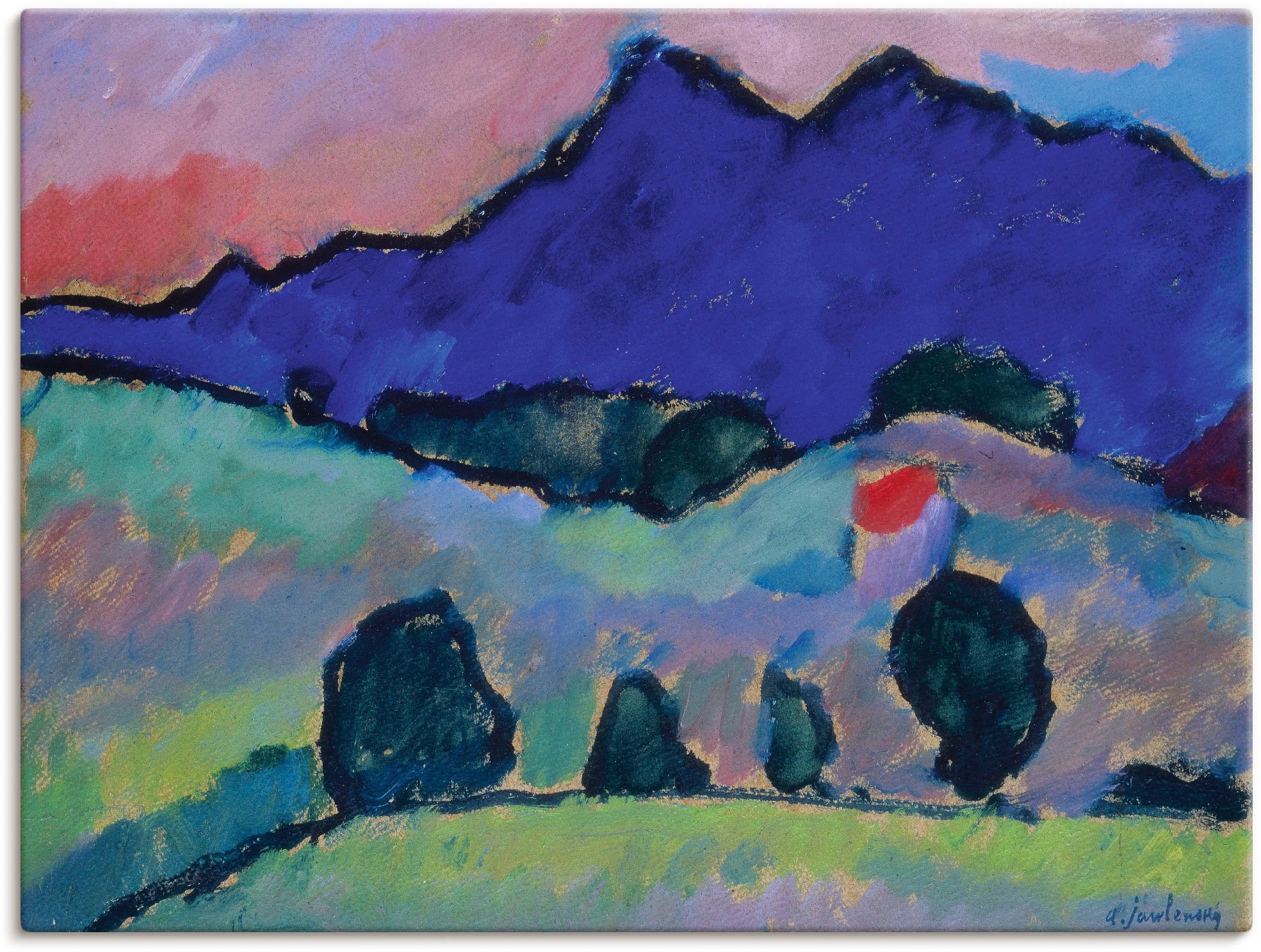 Image of Artland Wandbild »Blauer Berg. 1910«, Felder, (1 St.), in vielen Grössen & Produktarten -Leinwandbild, Poster, Wandaufkleber / Wandtattoo auch für Badezimmer geeignet bei Ackermann Versand Schweiz