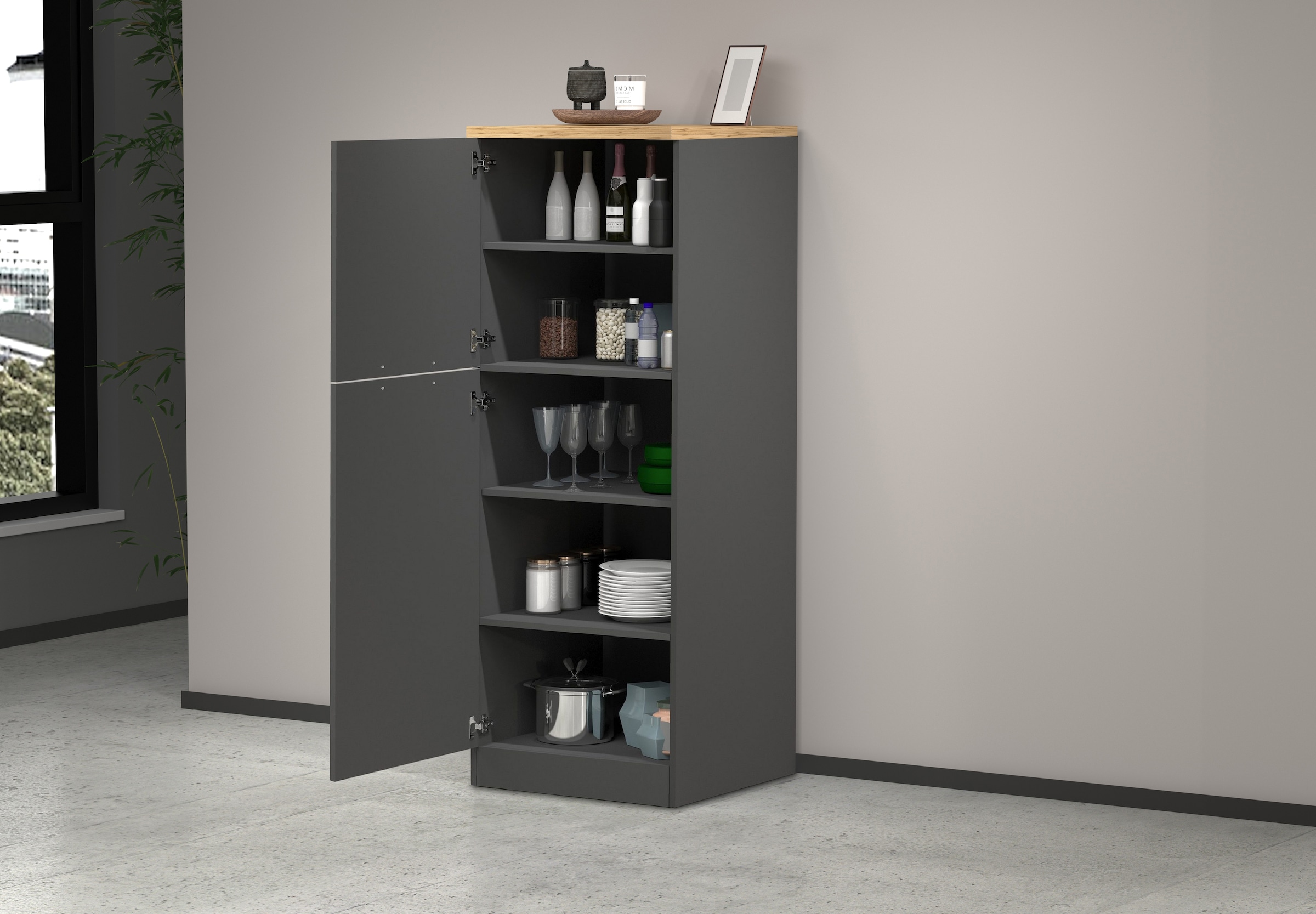 KOCHSTATION Vorratsschrank »KS-Sole,Hauswirtschaftsschrank,Stauschrank,Küchenschrank« Breite/Höhe 60/165 cm, 5 Fächer