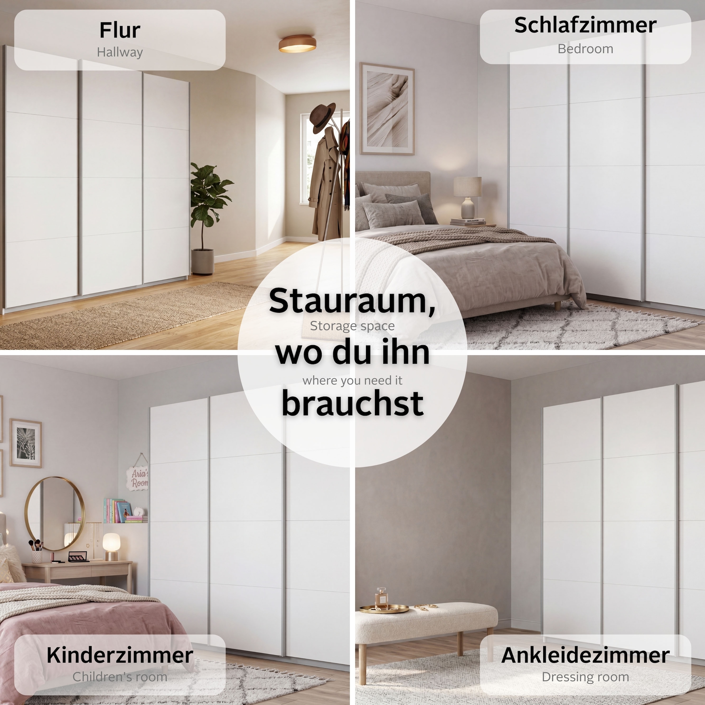 rauch Kleiderschrank »Mehrzweckschrank Aktenschrank Möbel Mietswohnung Schlafzimmer KOLUNA« 3 Ausstattungen BASIC/CLASSIC/PREMIUM (inkl. SOFT-CLOSE-FUNKTION),  Breiten 203/271/315/360 cm Höhen 210/229 Glas-Front MADE IN GERMANY