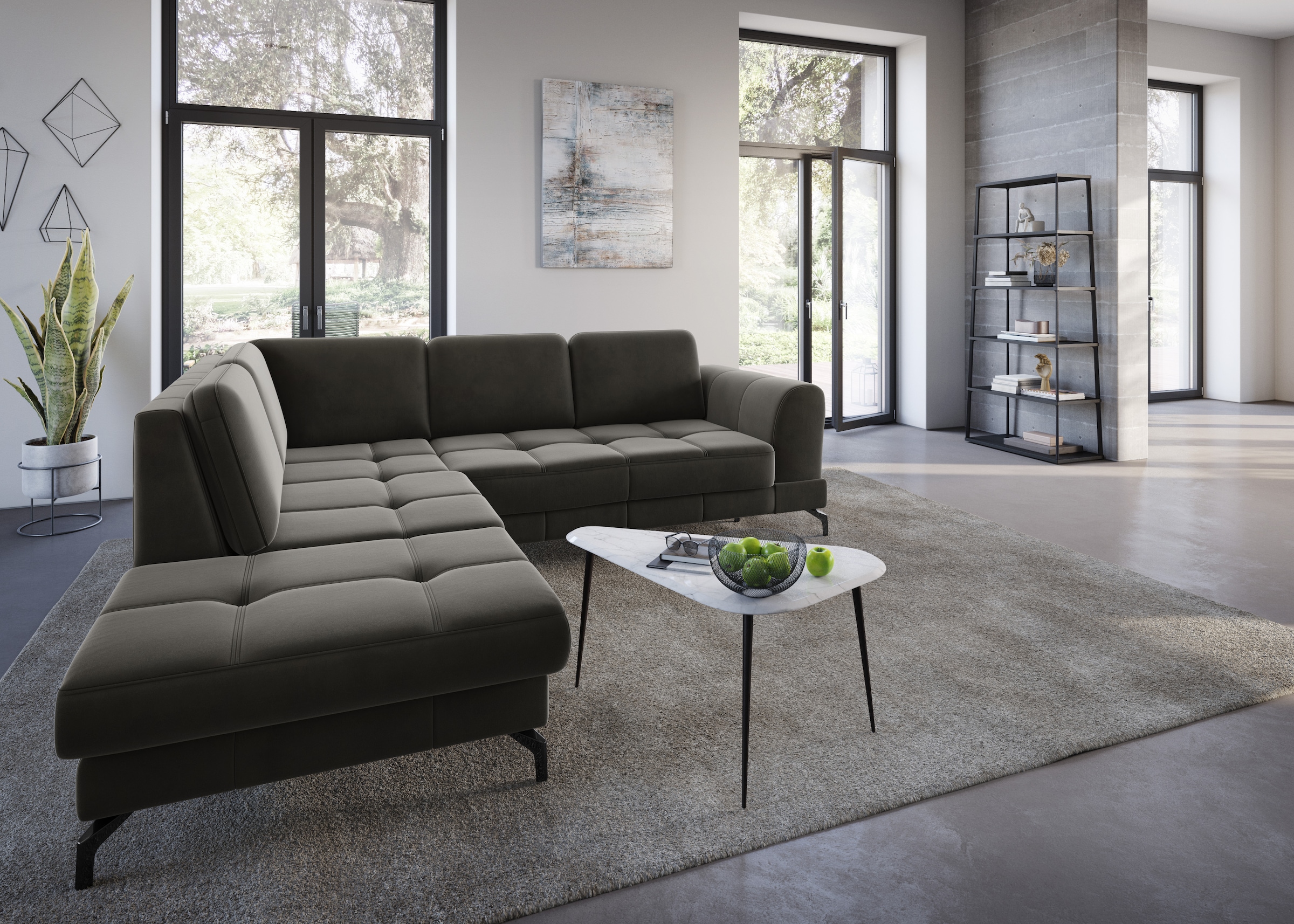 sit&more Ecksofa »Bendigo L-Form«, inklusive Sitztiefenverstellung, Bodenfreiheit 12 cm, in 2 Fussfarben