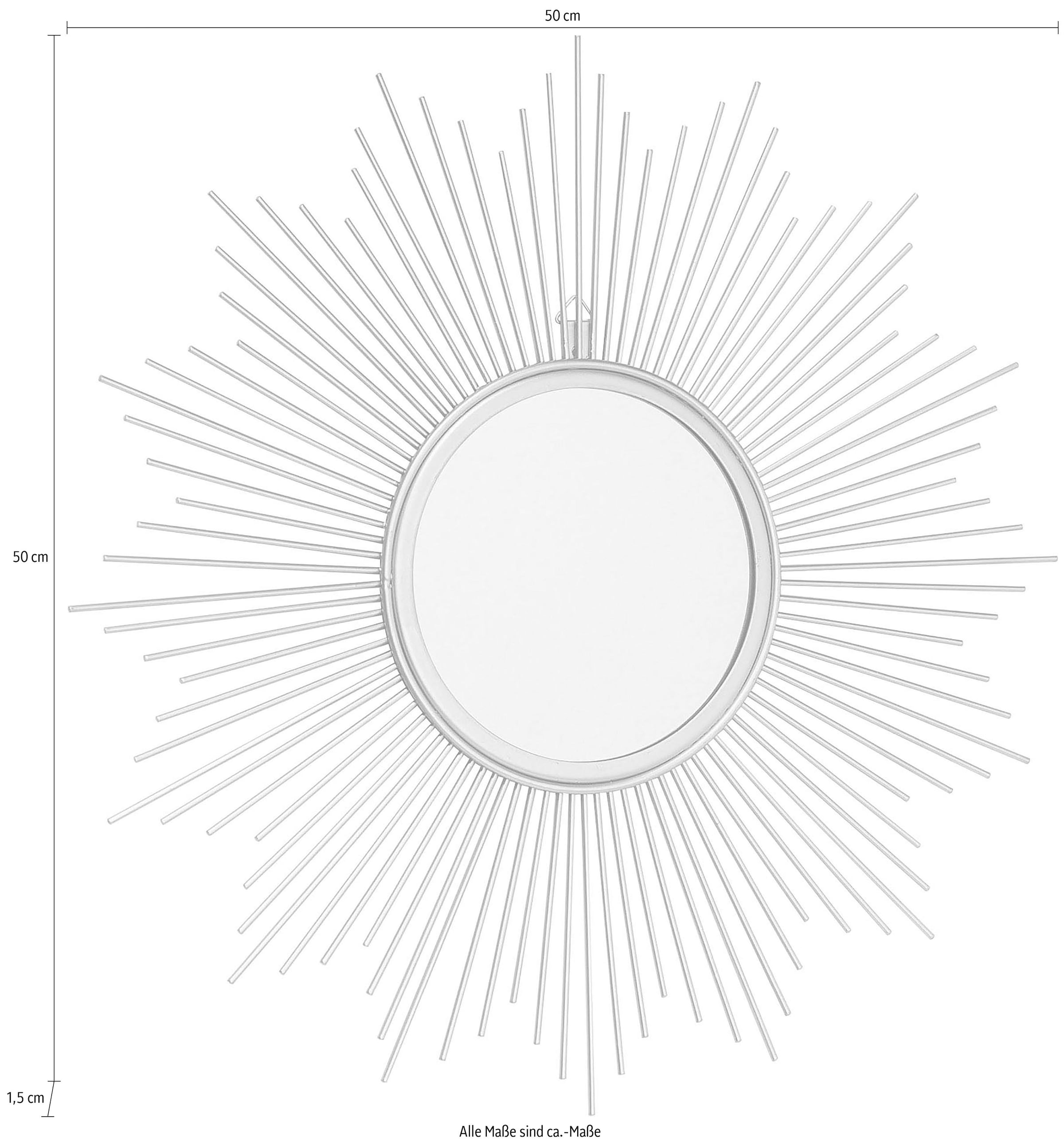 Leonique Dekospiegel »Brooklyn, goldfarben«, Wandspiegel, Wanddeko, Sonne, Ø 50 cm, Rahmen aus Metall