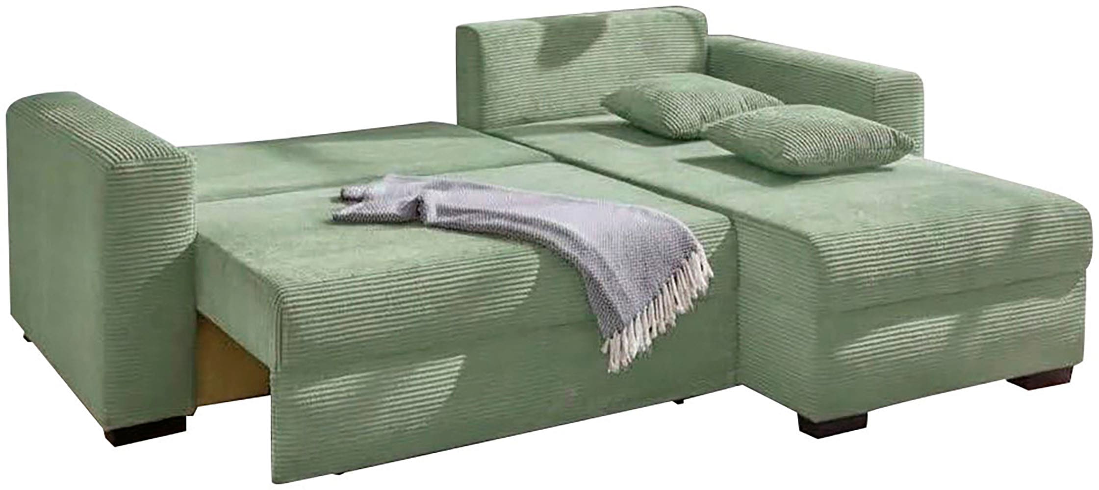 Jockenhöfer Gruppe Ecksofa »Ecksofa Elmau, Grösse Ottomane: L, B:235cm, optional mit Topper« mit Schlaffunktion, Bettkasten & 2 Zierkissen