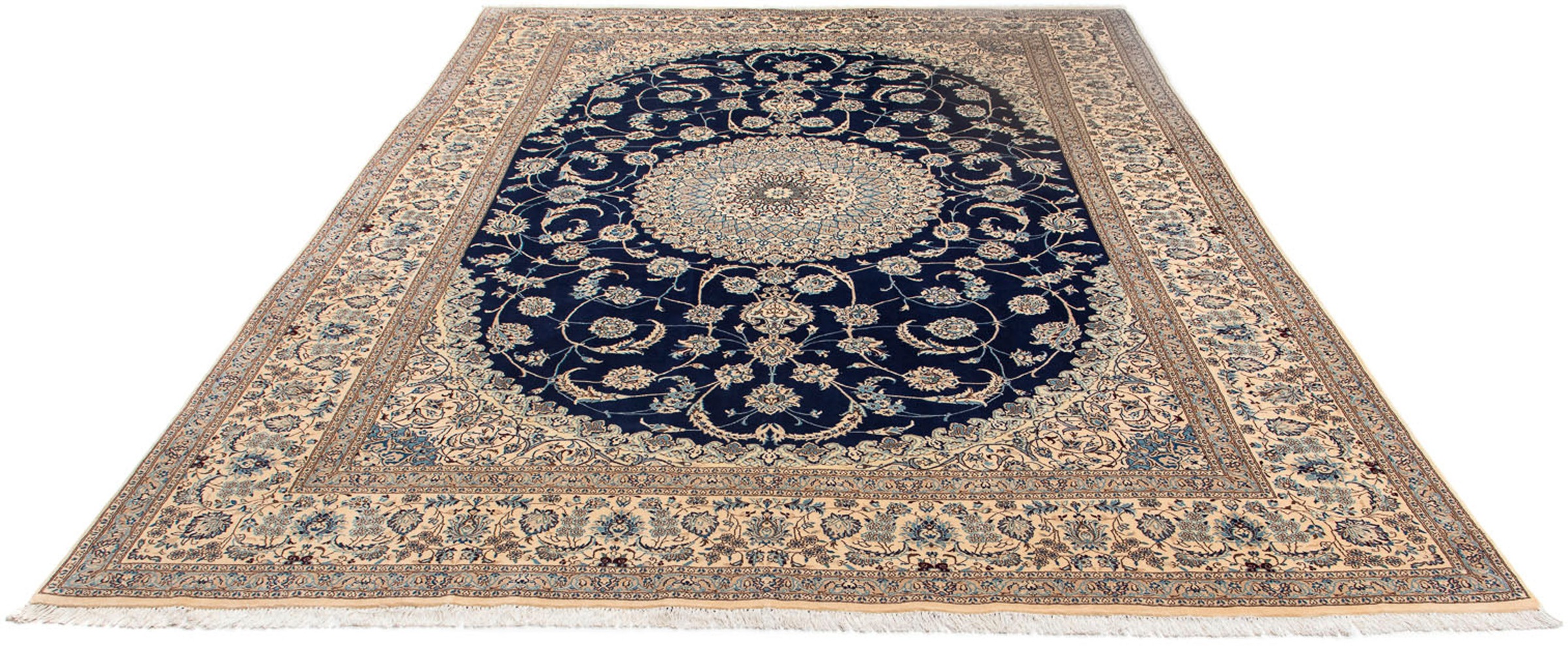 Image of morgenland Orientteppich »Perser - Nain - Premium - 340 x 245 cm - dunkelblau«, rechteckig, 6 mm Höhe, Wohnzimmer, Handgeknüpft, Einzelstück mit Zertifikat bei Ackermann Versand Schweiz