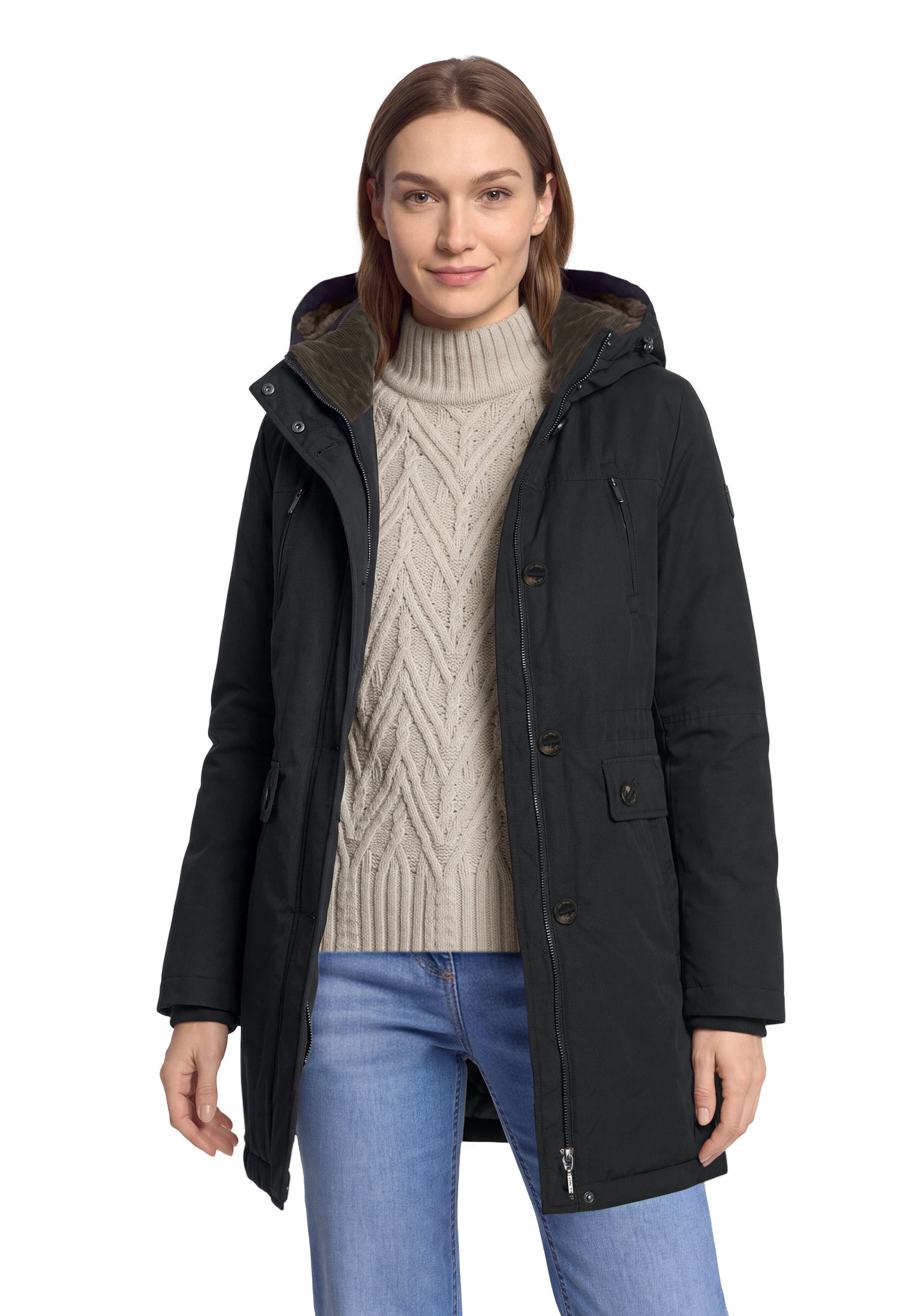 Image of Gil Bret Langjacke mit Kapuze Winterjacke mit Reissverschluss