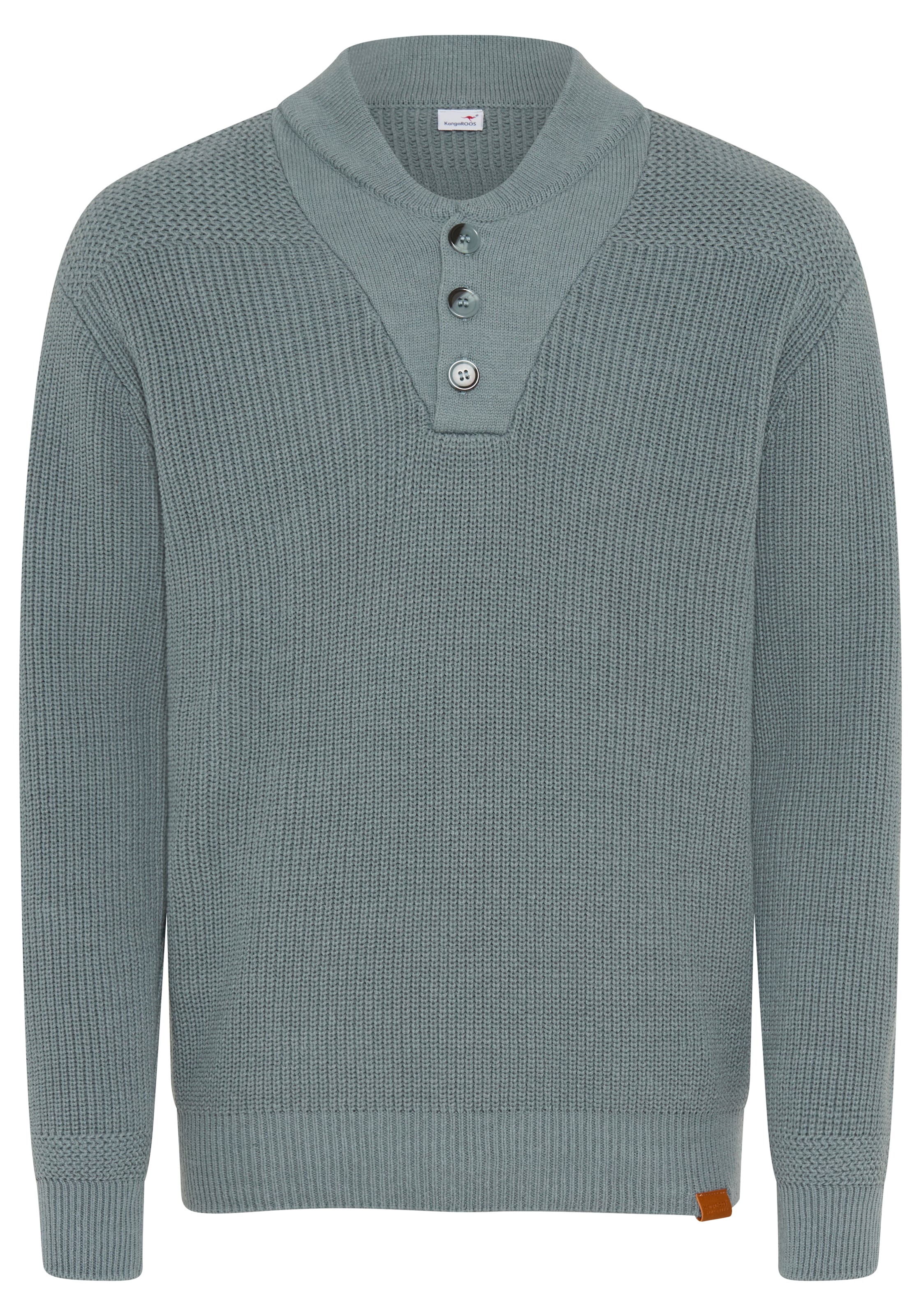 KangaROOS Strickpullover mit Stehkragen, Regular Fit, aus Baumwolle, Langarm