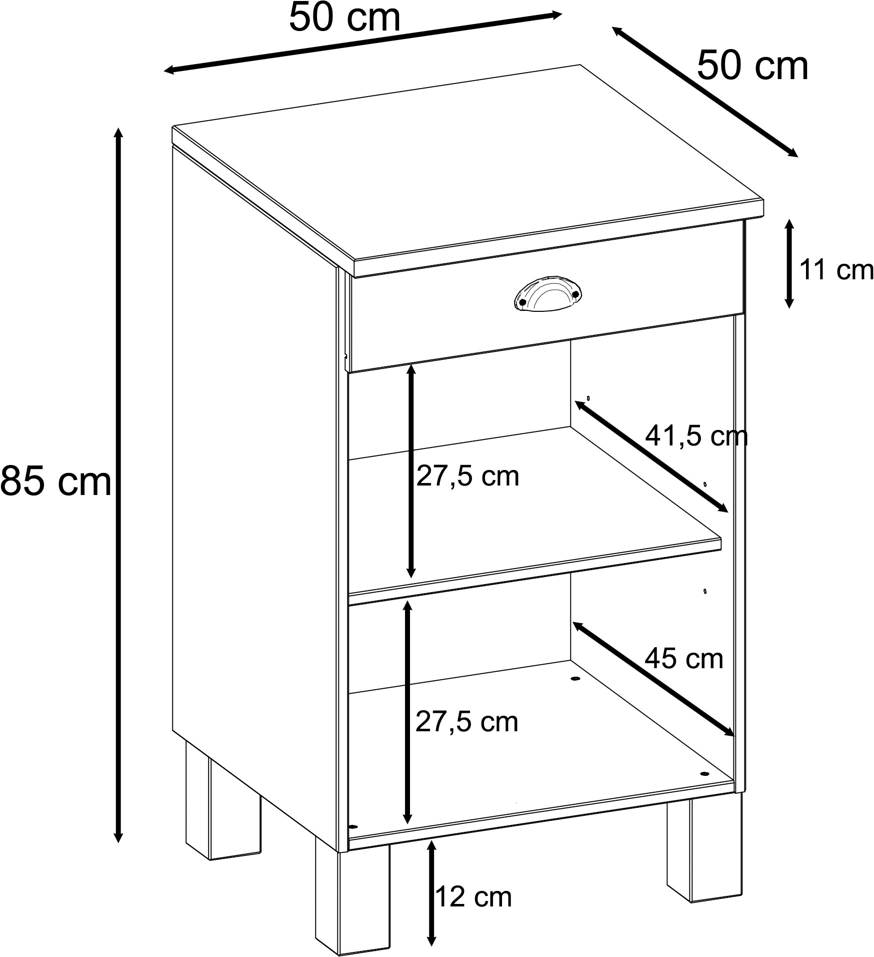 Home affaire Armoire basse »Oslo« 50 cm de large, avec plan de travail épais de 23 mm, tiroir, tablette intérieure