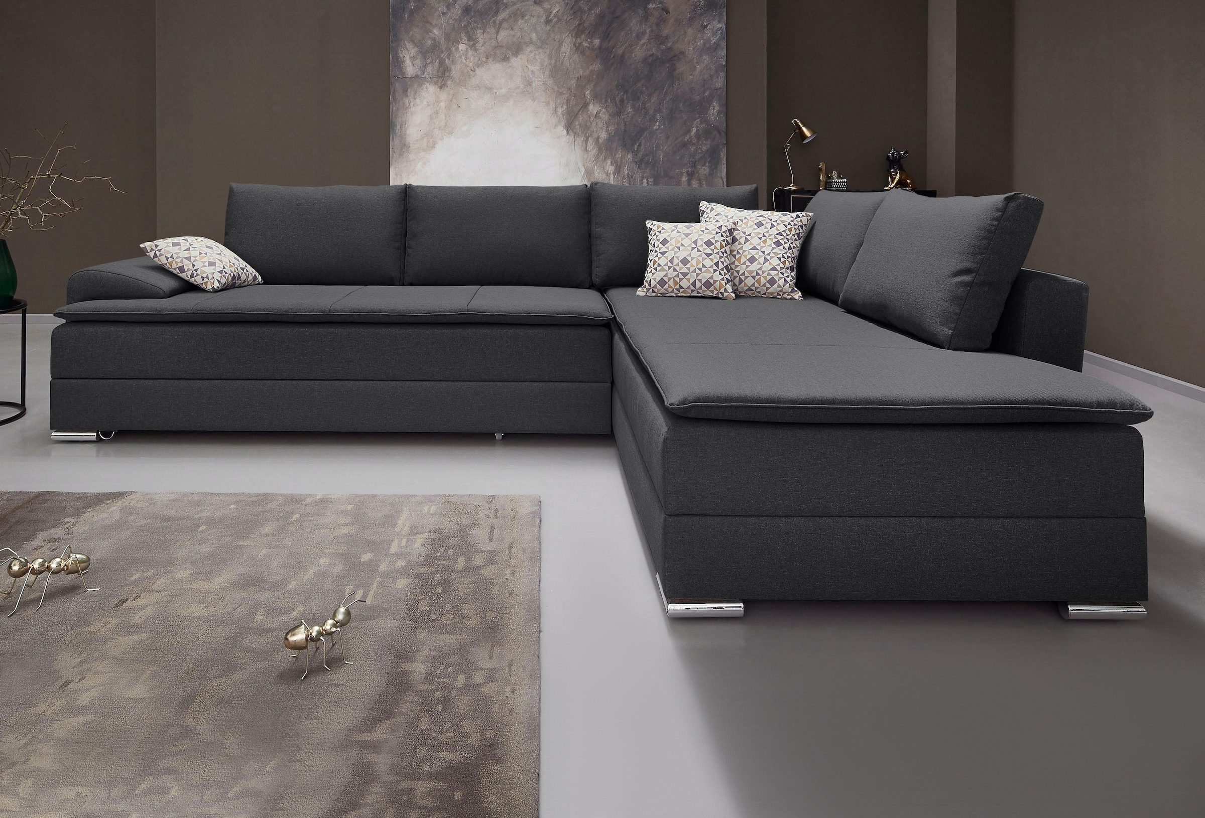 Home affaire Ecksofa »Night & Day L-Form, B: 324 cm, Dauer-Schlaffunktion und Armlehne« Bettfunktion & Bettkasten, Boxspringbett 180x200 cm