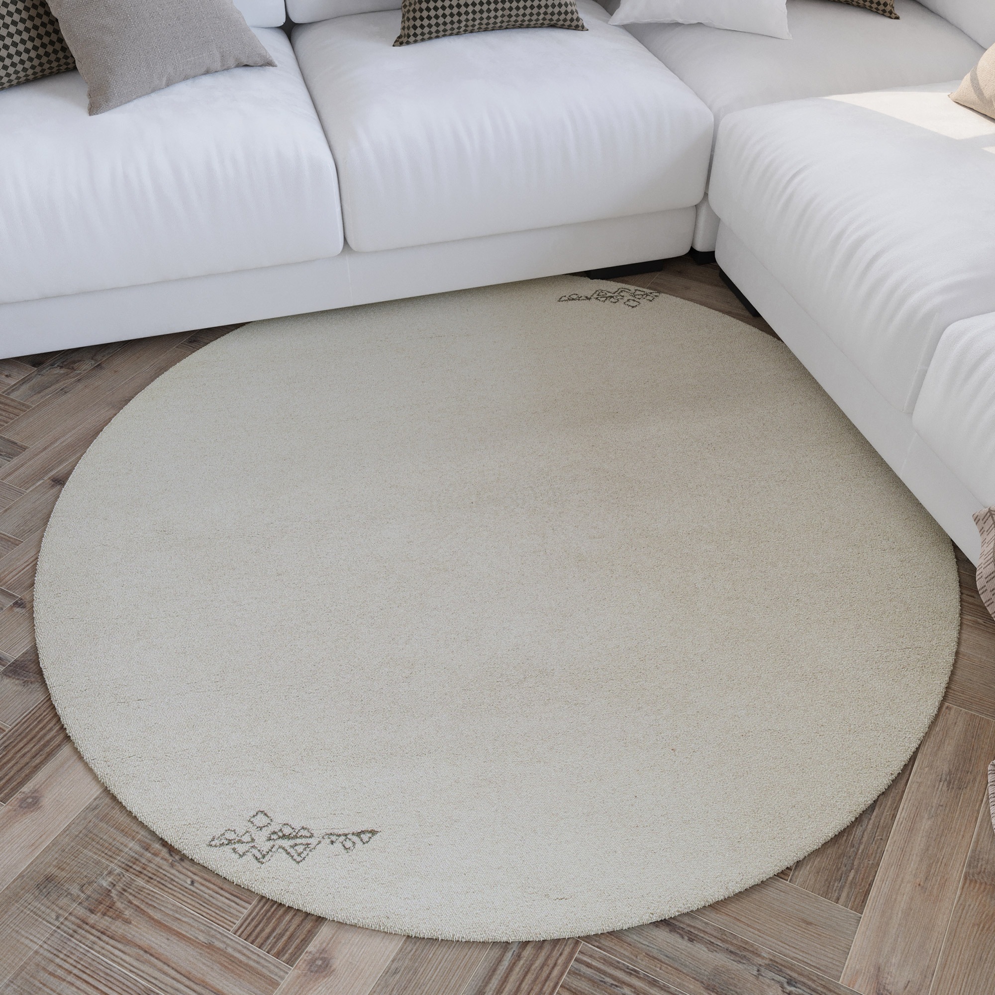 Image of Wecon home Wollteppich "Hamptons FORTYFOUR" rund 20 mm Höhe Schurwolle, Kurzflor, Wohnzimmer, Schlafzimmer, elegant, Ornamente