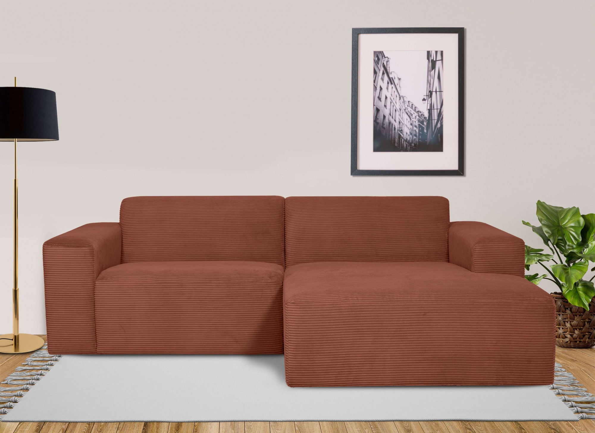 INOSIGN Ecksofa »Koa,228cm, L-Form, Modulsofa, Webstoff, Cord«, Designsofa, weicher Lounge-Sitzkomfort, Welleunterfederung, bodentief