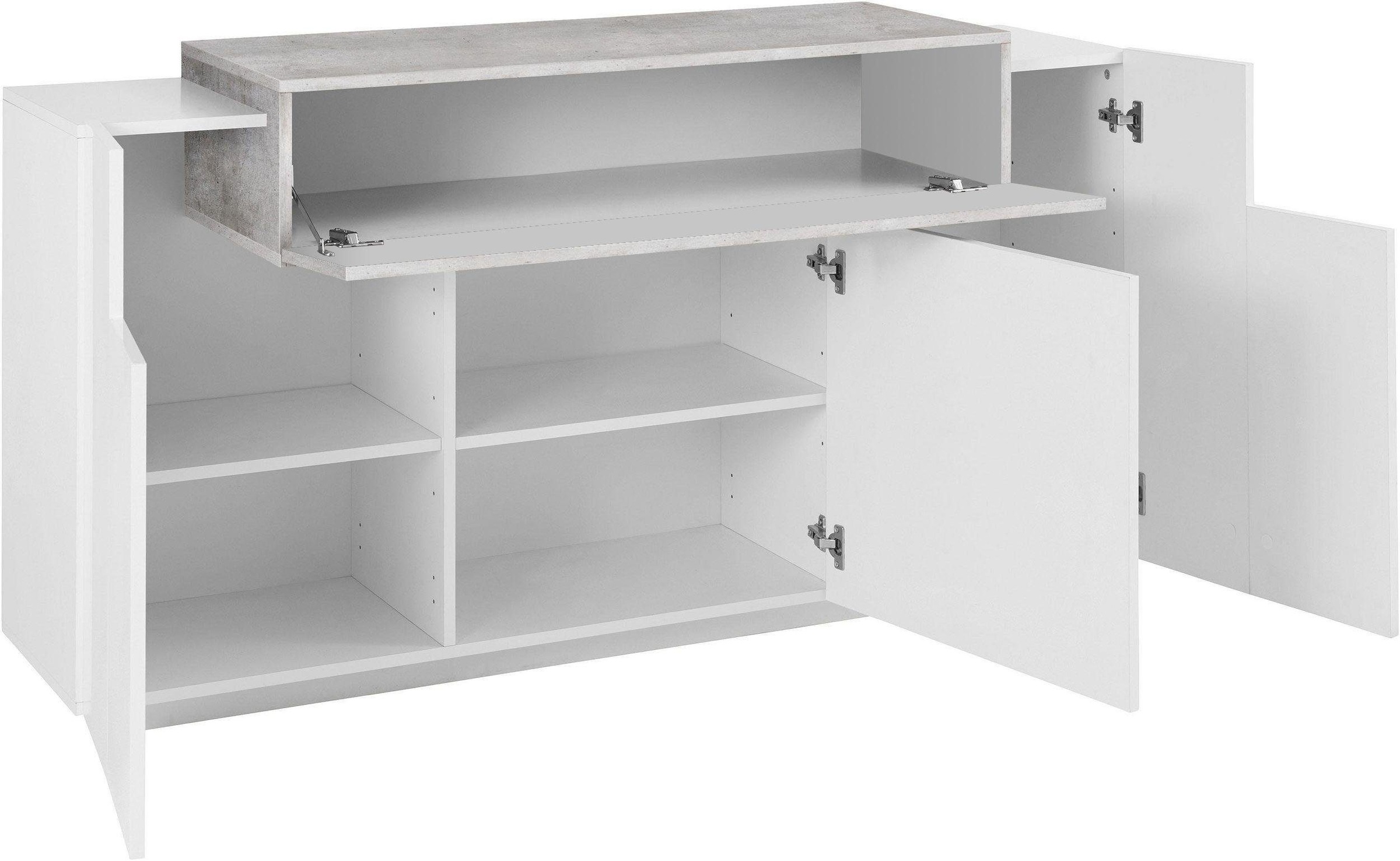 INOSIGN Sideboard »Coro, Kommode, Schrank, Kredenz, grifflos mit Einlegeböden«, mit 1 klappe, 3 Türen, Doppeltiefe B/T/H 160x45x85,6cm