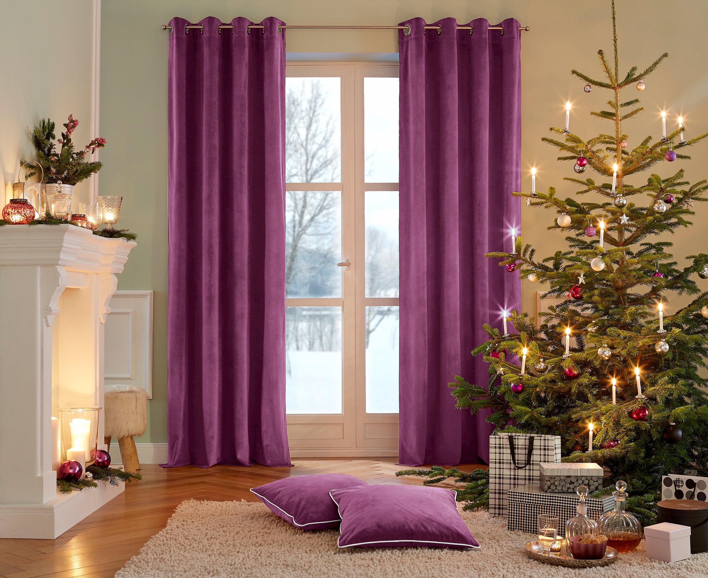 Image of Home affaire Dekokissen »Brighton«, (2 St.), Kissenhüllen, einfarbig, modern, Leicht glänzend Samtoptik, ohne Füllung, Mit Reissverschluss, 2 Stück 50x50cm bei Ackermann Versand Schweiz