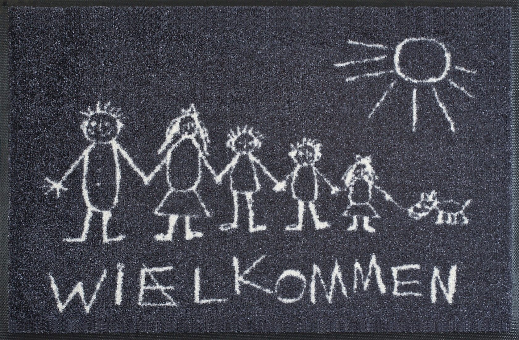 Image of wash+dry by Kleen-Tex Fussmatte »Wielkommen«, rechteckig, 9 mm Höhe, Schmutzfangmatte, mit Spruch, In- und Outdoor geeignet, waschbar bei Ackermann Versand Schweiz