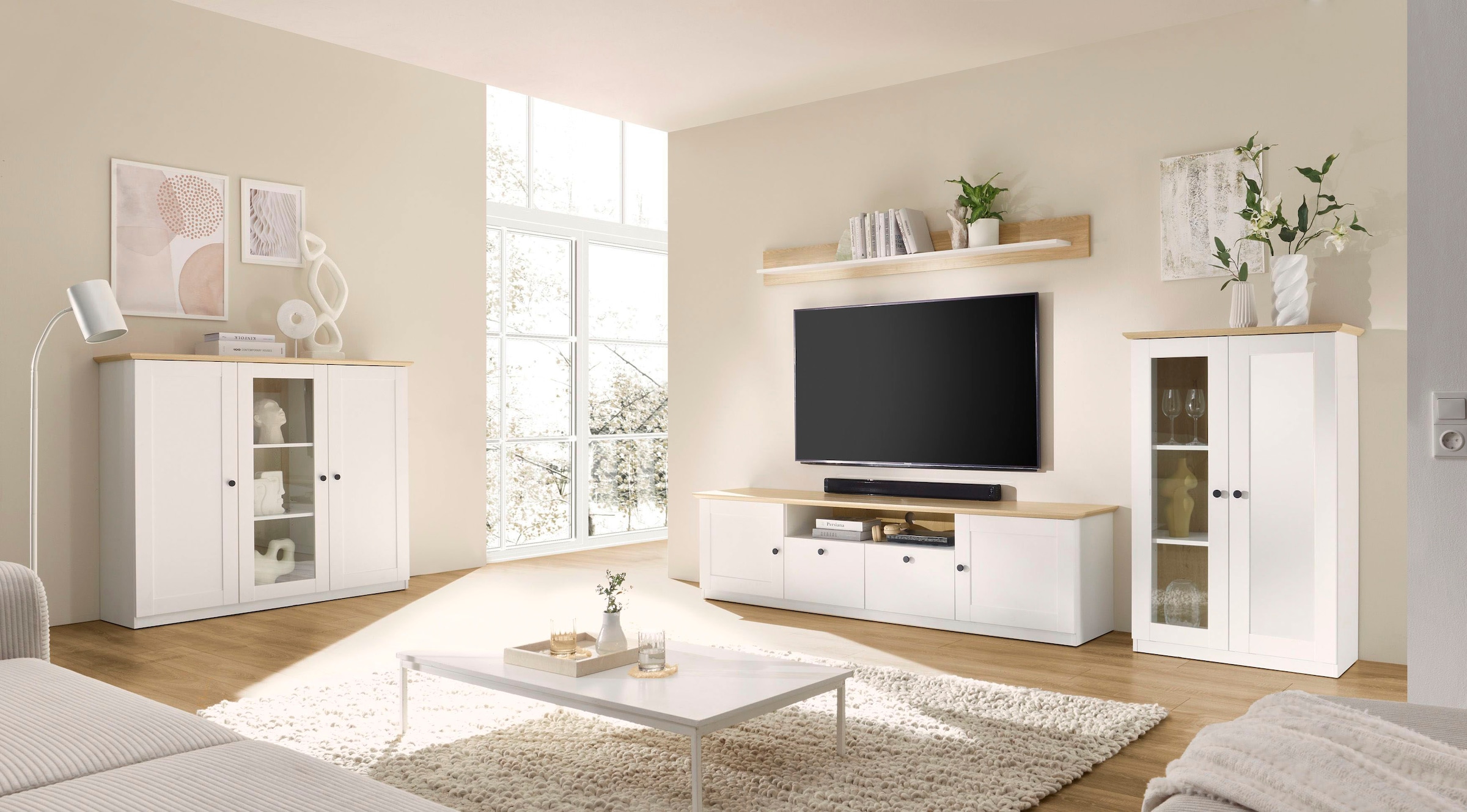 GOODproduct Wohnwand »Brest, Anbauwand im Landhausstil, Komplettset, Wohnzimmer-Set« Set, 3 Stk. tlg.