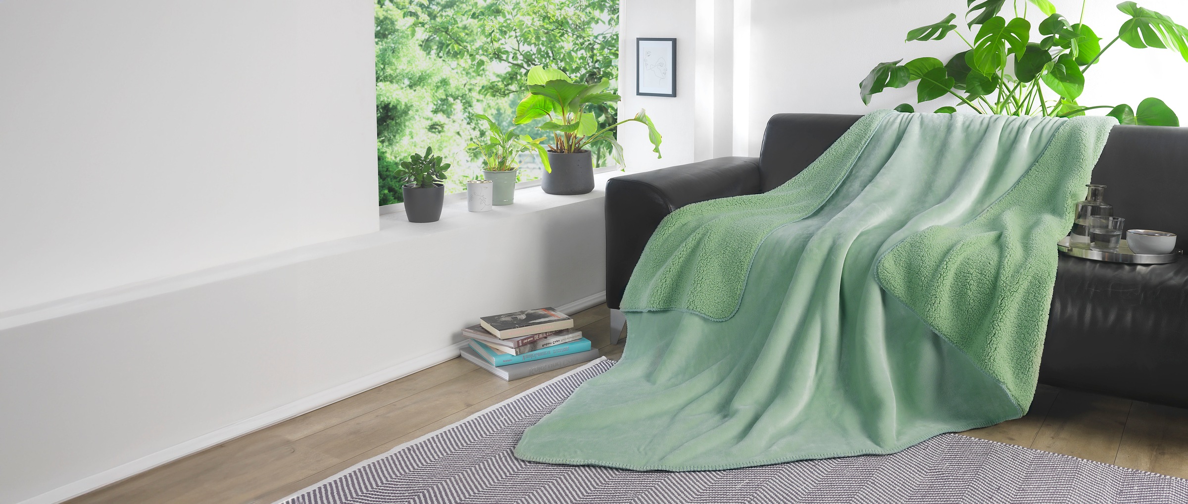 Image of KiNZLER Wohndecke "Demi Flausch" Uni Farben, mit Wendefunktion, Kuscheldecke, 150x200 cm