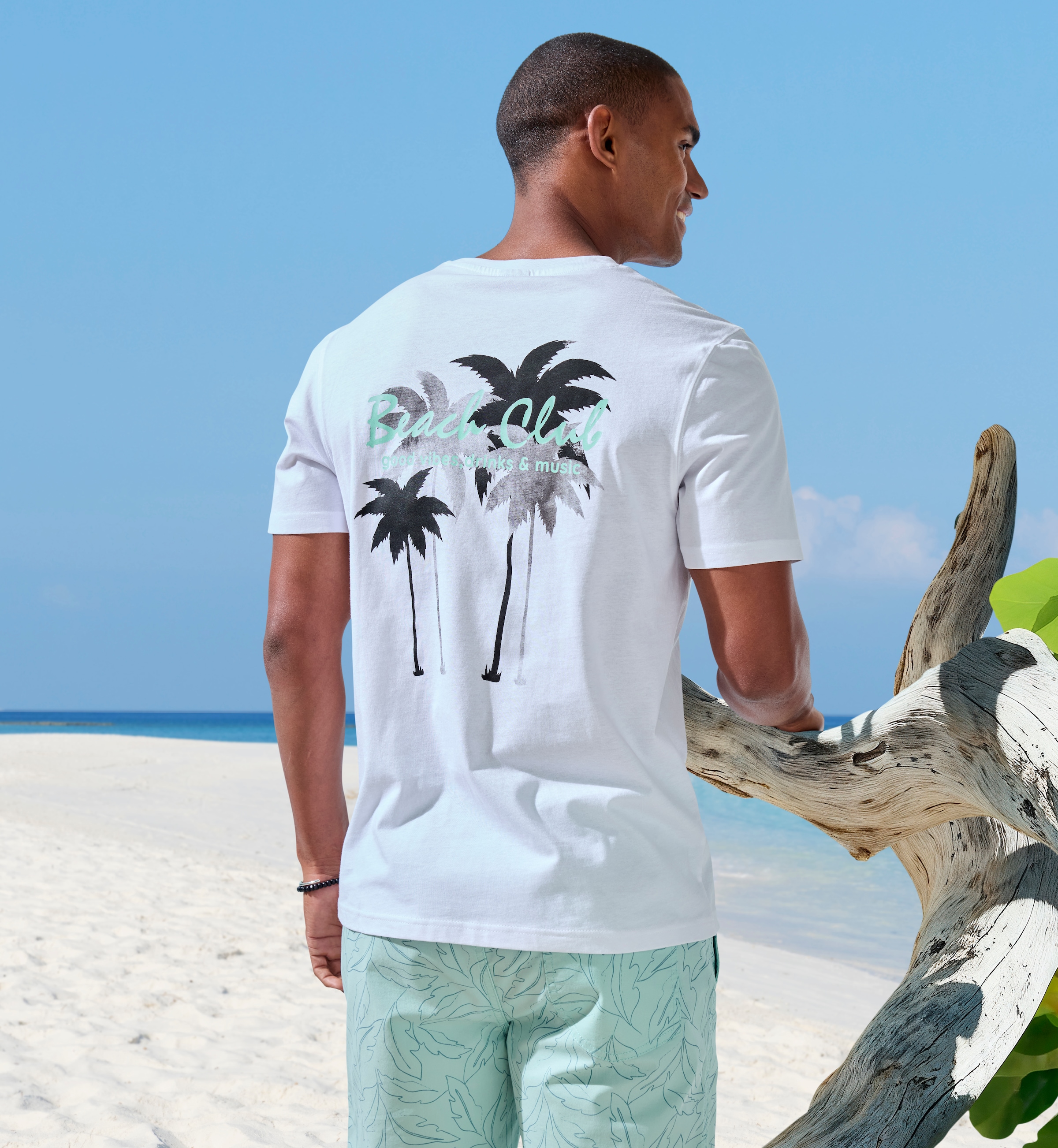 Beachtime T-Shirt »mit grossem Rückenprint«, Regular-Fit, mit Print vorn und hinten