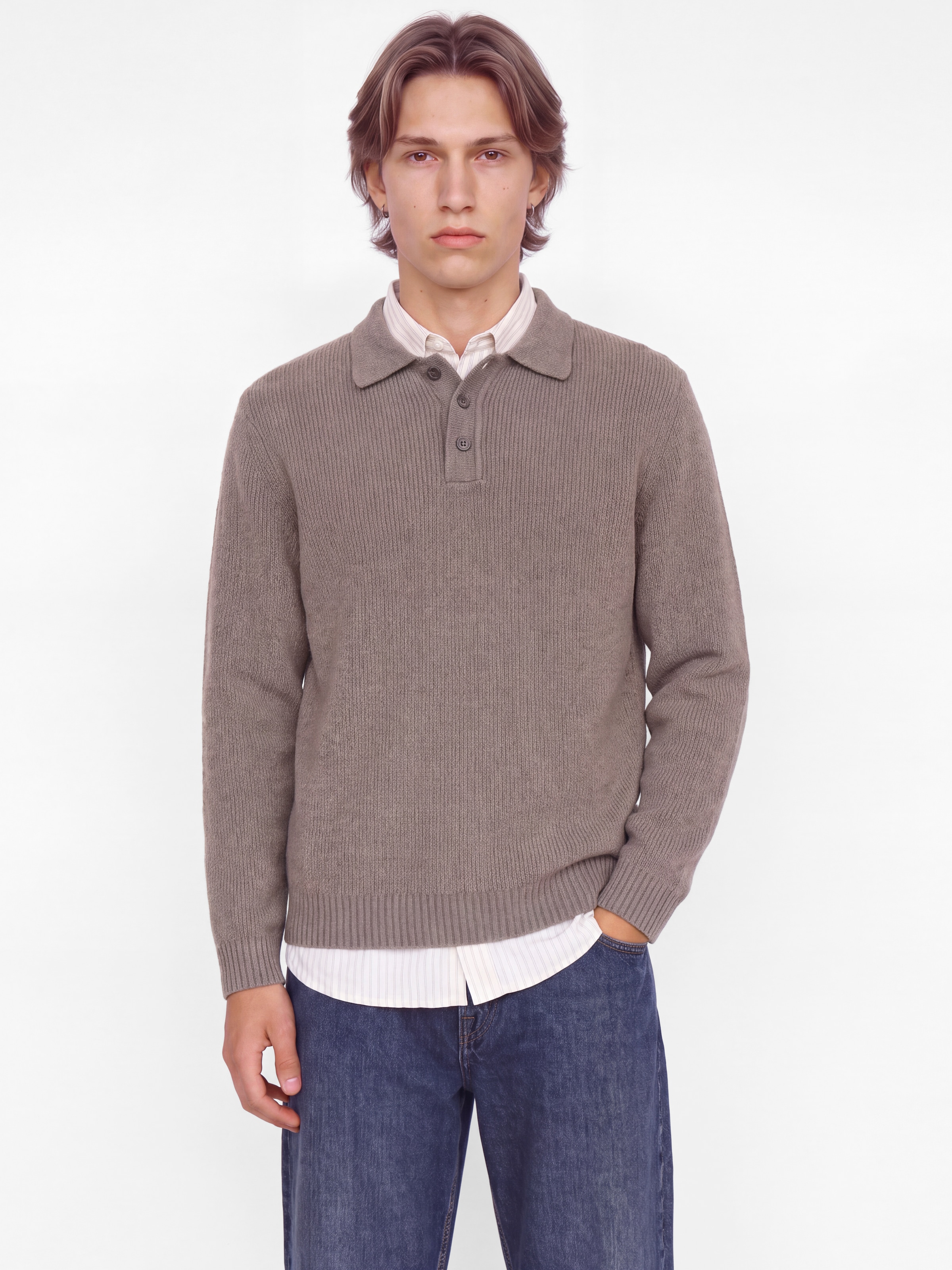 Image of Jack & Jones Polokragenpullover "JPRBLAWESLEY KNIT POLO LS BF LN" Baumwollmischung, regular fit
