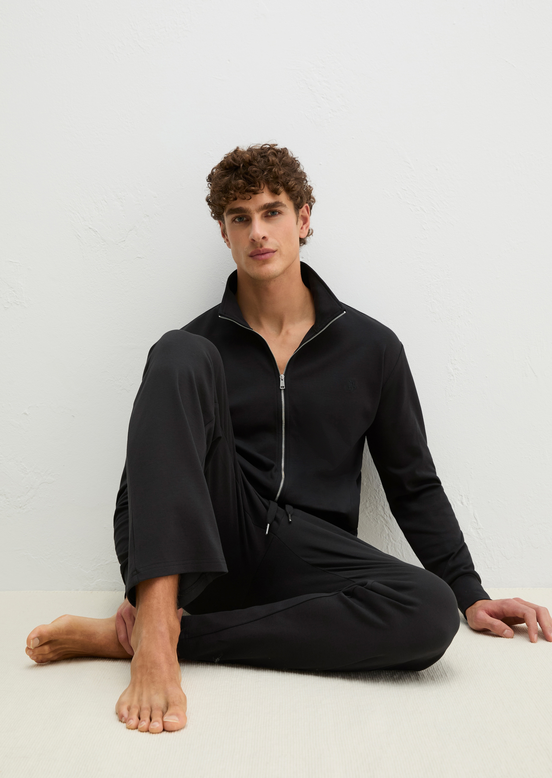 Marc O'Polo Veste sweat »Mix N Match Interlock« mit kleinem Stehkragen, Reissverschluss und langen Ärmeln