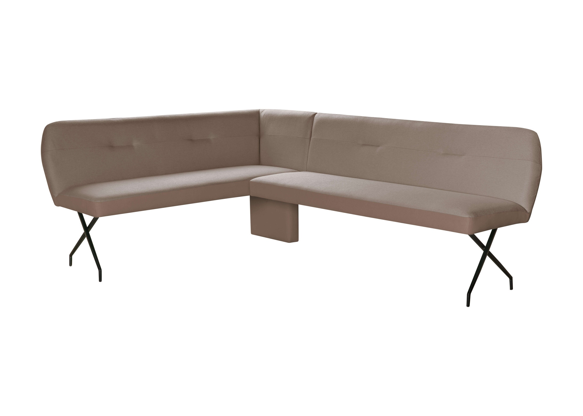 GOODproduct Eckbank »Bruna Esszimmerbank, Bank, Küchenbank, Polsterbank« Mattschwarzes Metallgestell, 2-Stoff-Design, Wellenfederung im Sitz