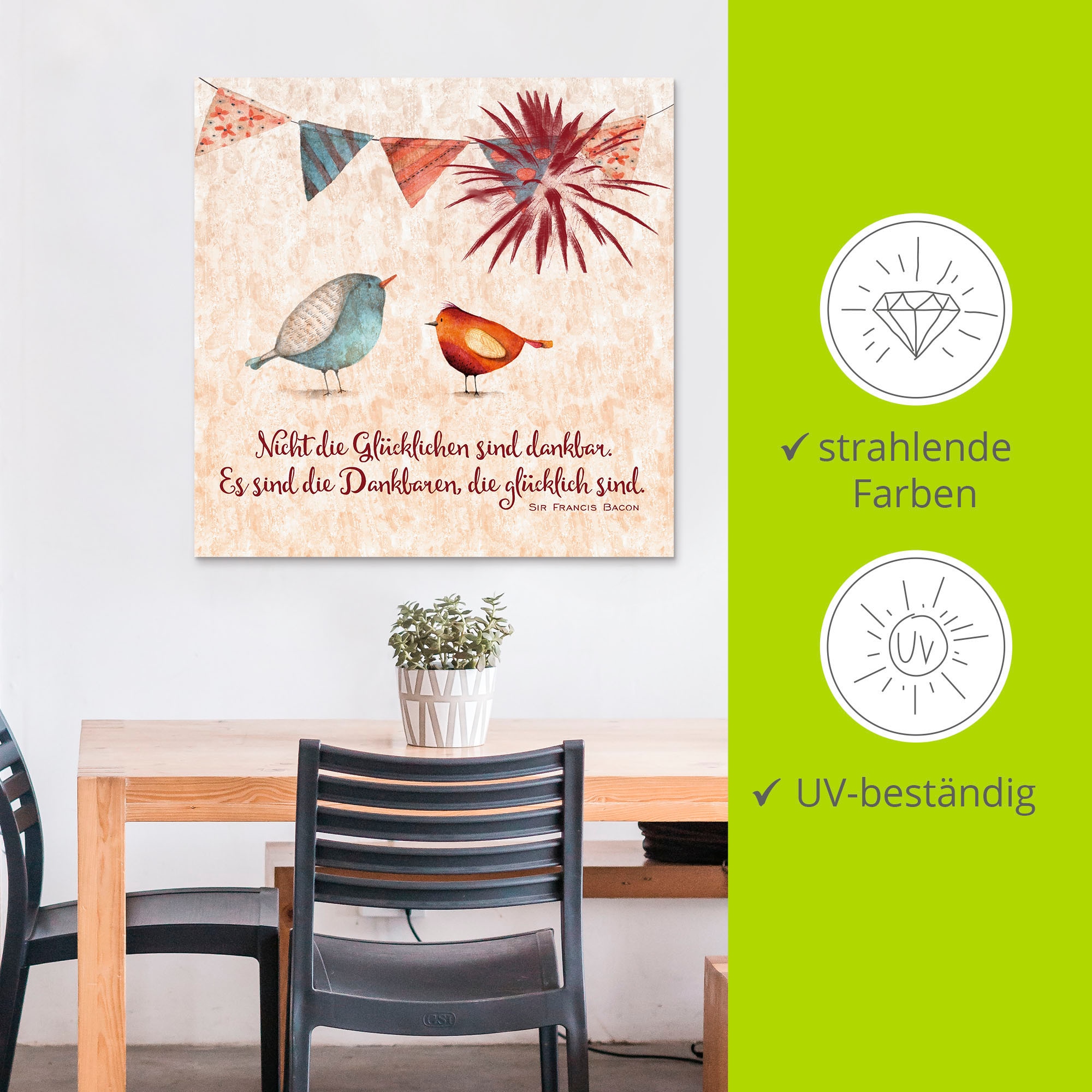 Artland Wandbild »Lebensweisheit Glücklich« Tiere 1 Stk. tlg. als Alubild, Leinwandbild in verschied. Grössen