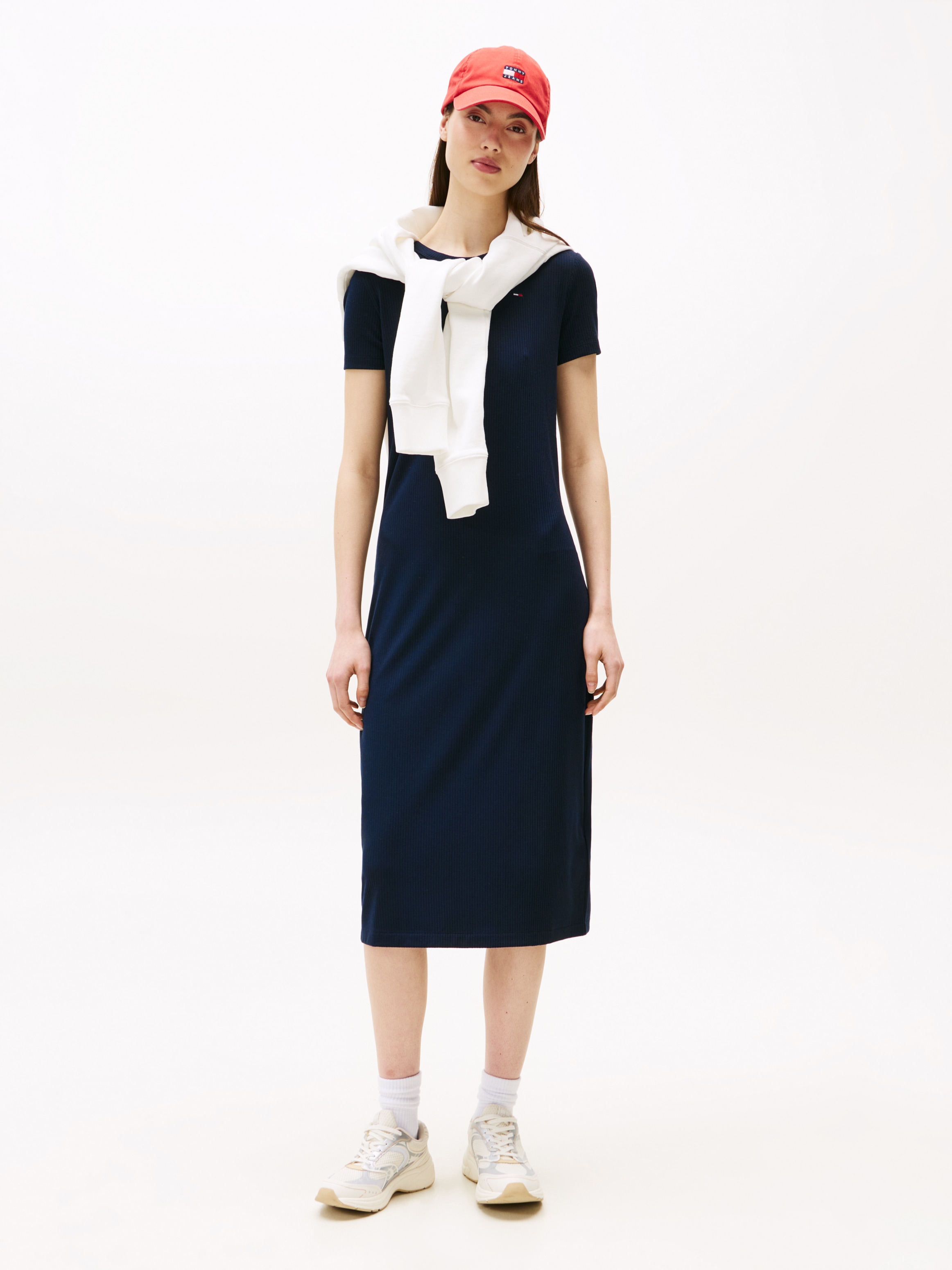 Image of Tommy Jeans Jerseykleid "TJW RIB BODYCON MIDI DRESS" mit gerippter Struktur